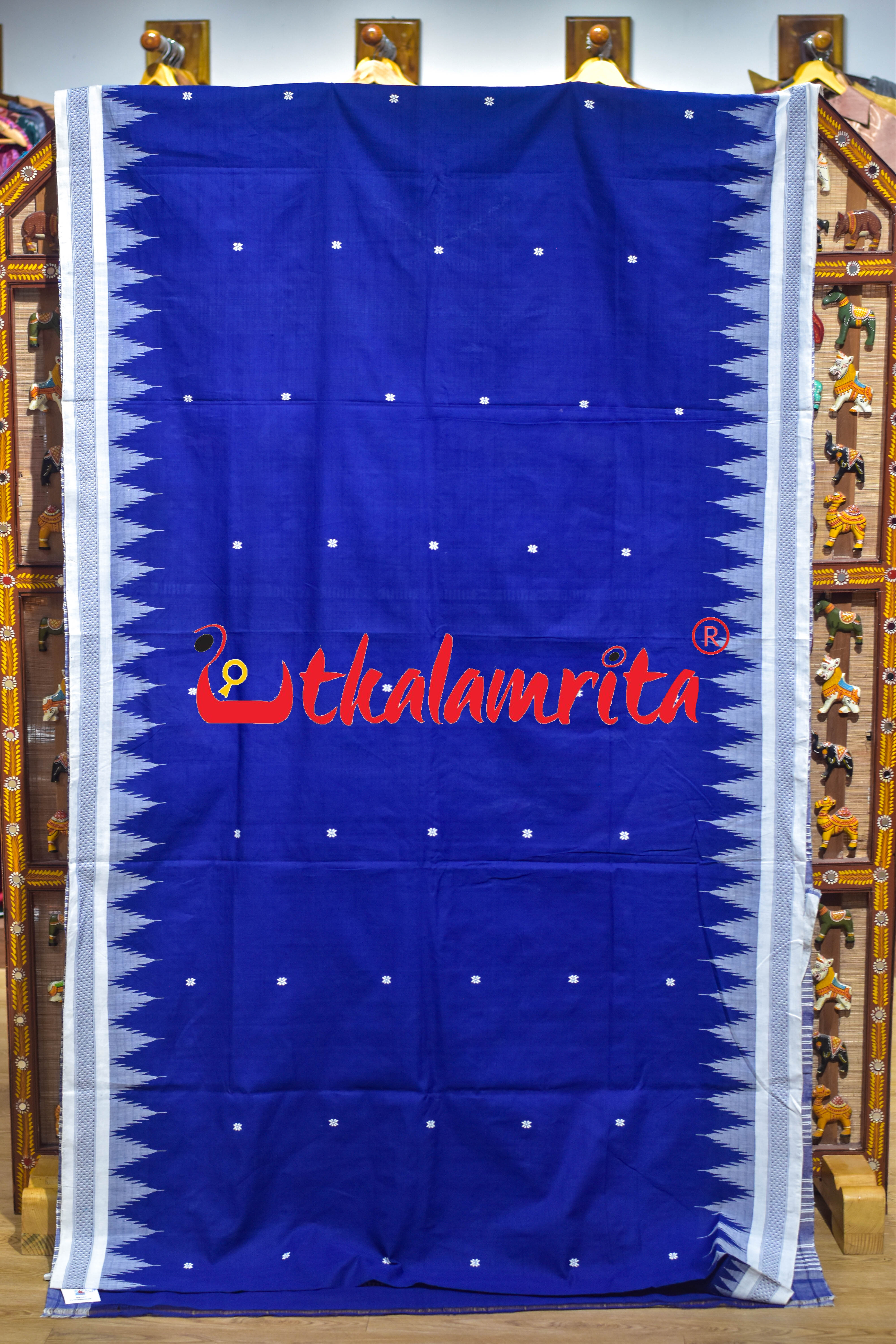Blue White Original Ganjam Bomkai Cotton Saree