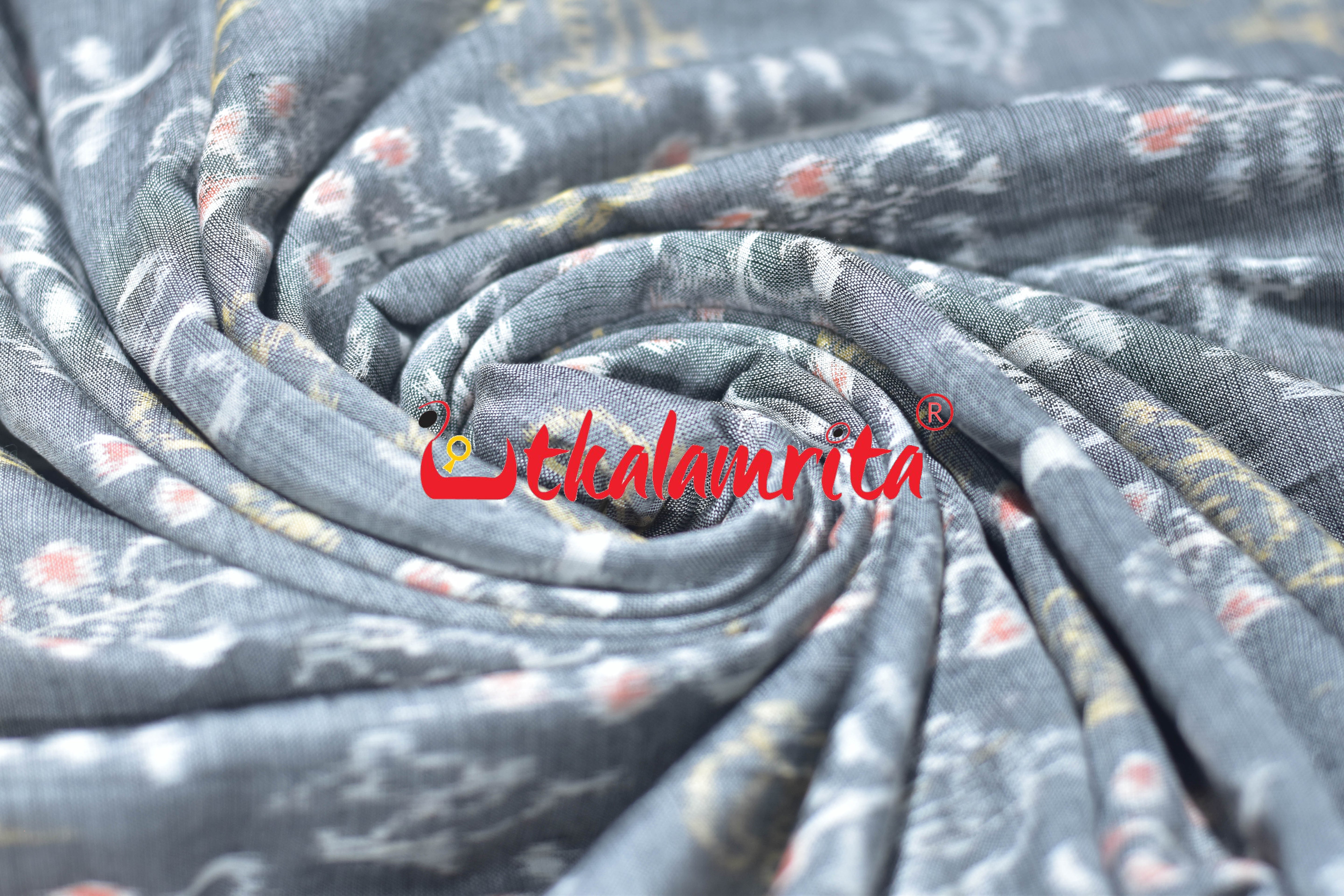 Grey Bird Tree Sambalpuri Cotton (Fabric)