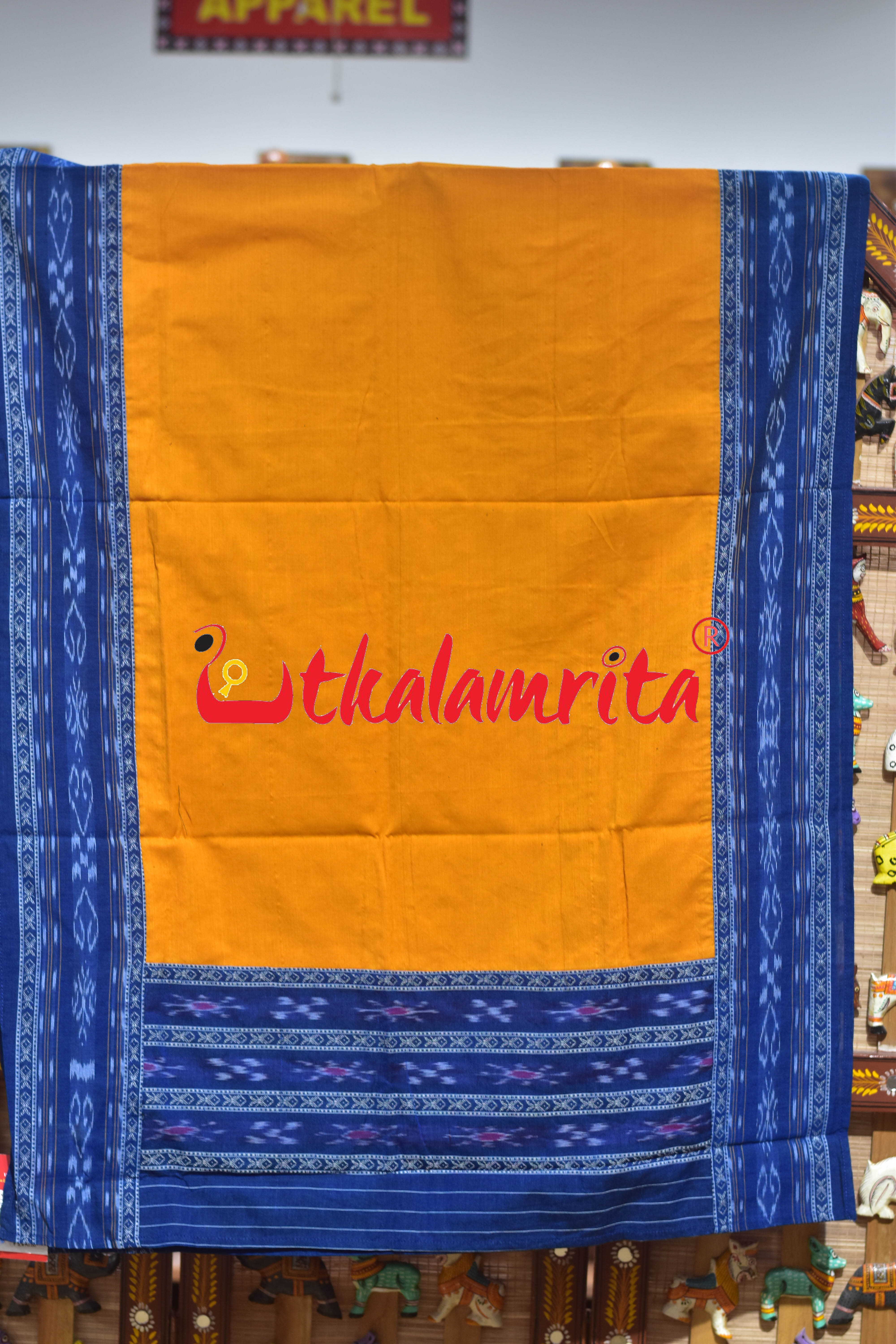 Blue Yellow Middle Design Kadha Pasapali Dress Set