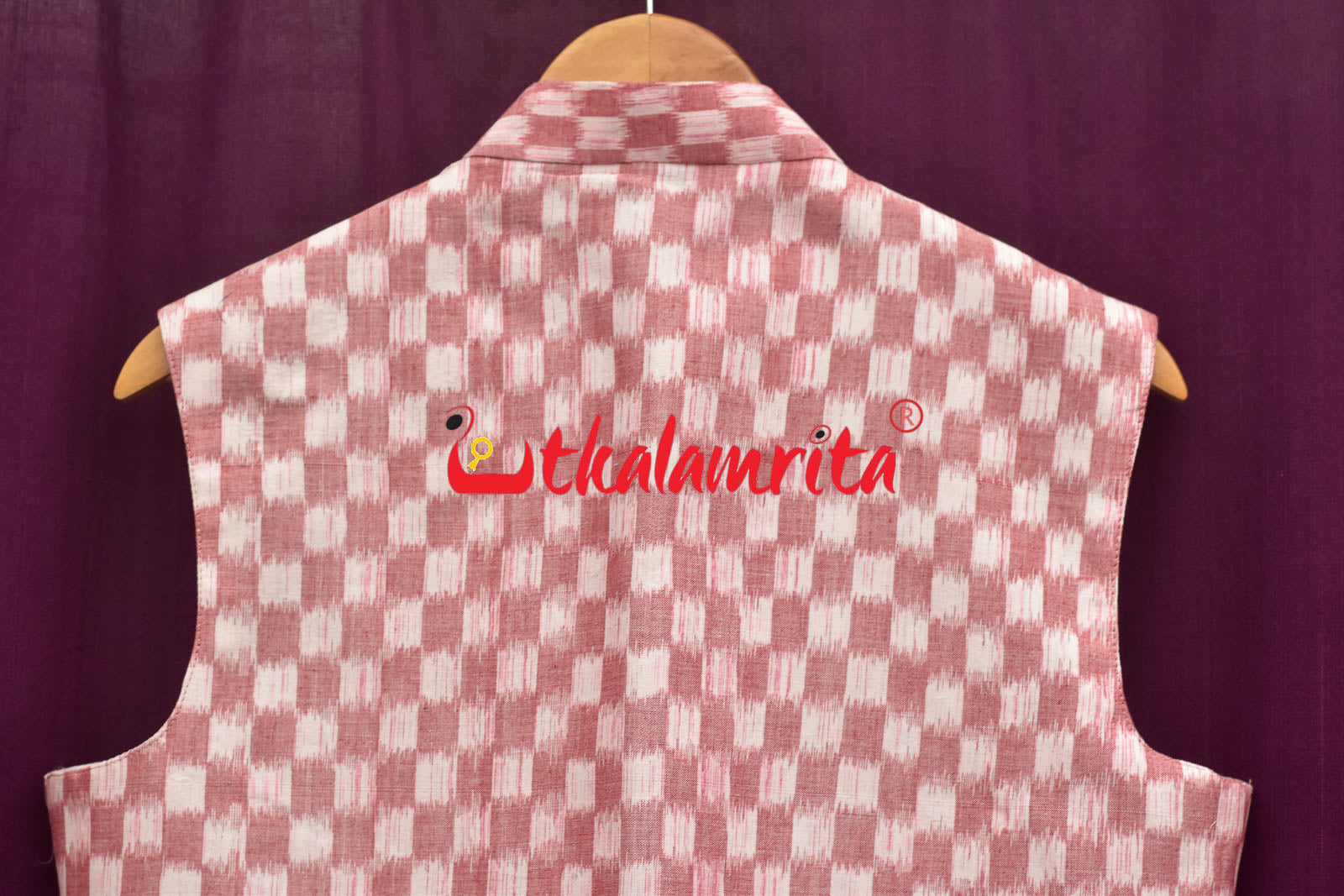 Checkerboard Pink White Ikat (Modi Jacket)