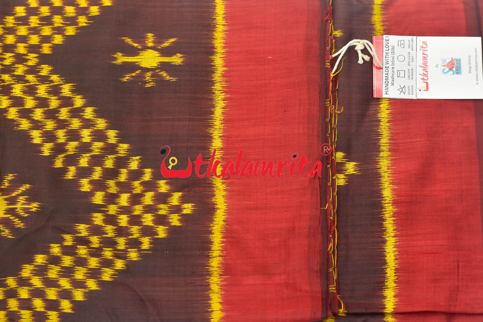 Coffee Red Border Tarabali Kandua Silk Saree