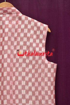 Checkerboard Pink White Ikat (Modi Jacket)