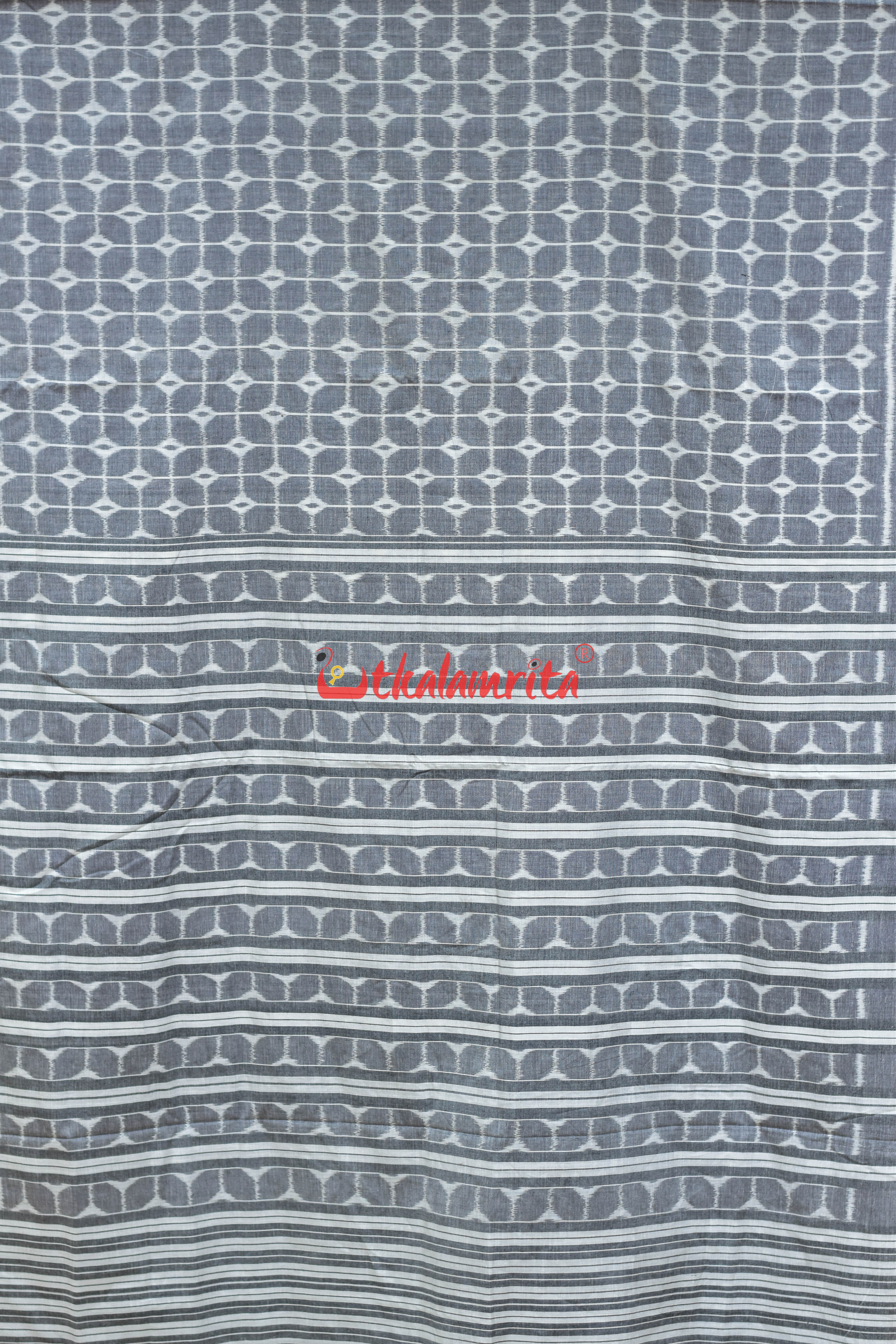Grey Chessboard Thikiri Khandua Cotton Saree