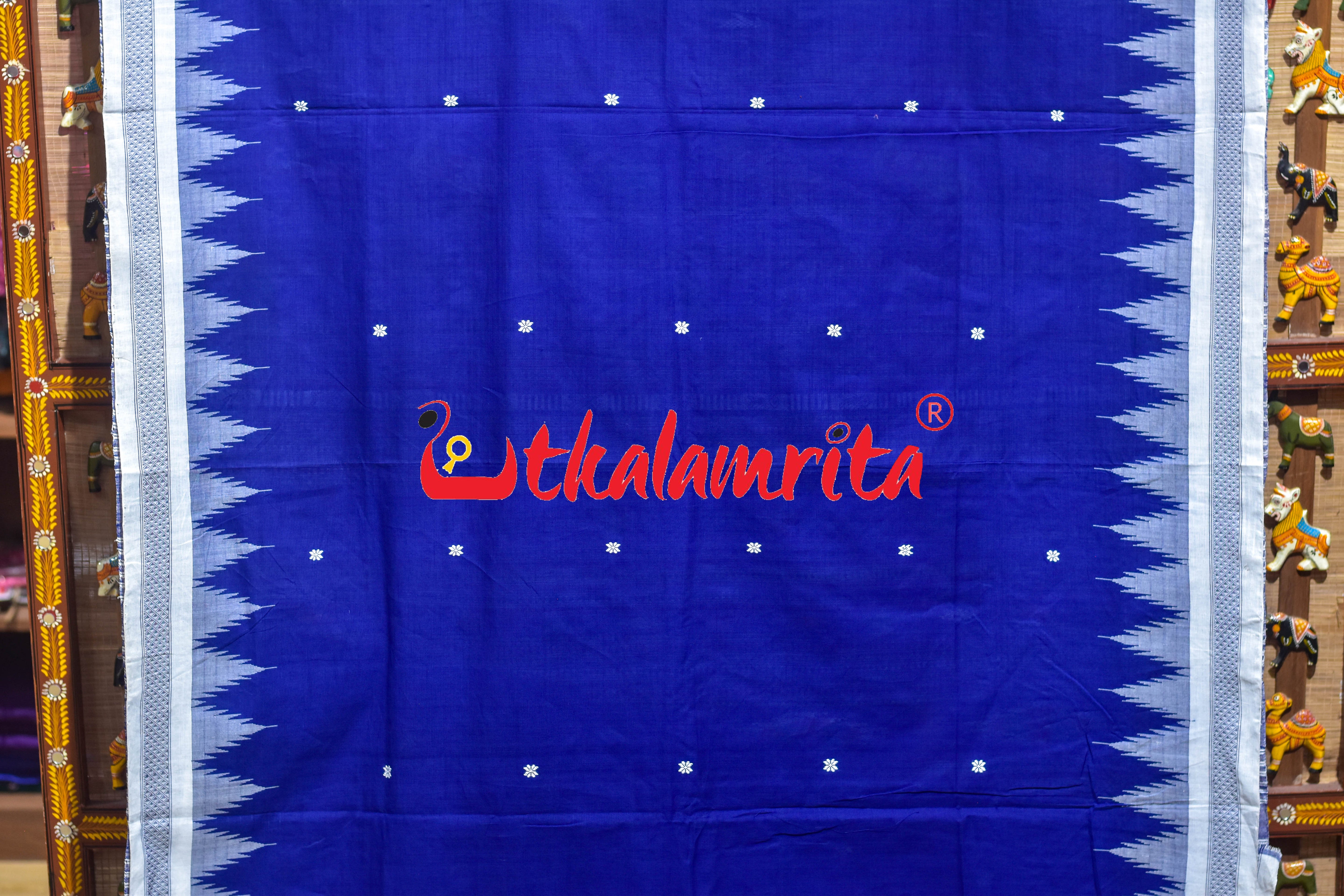 Blue White Original Ganjam Bomkai Cotton Saree