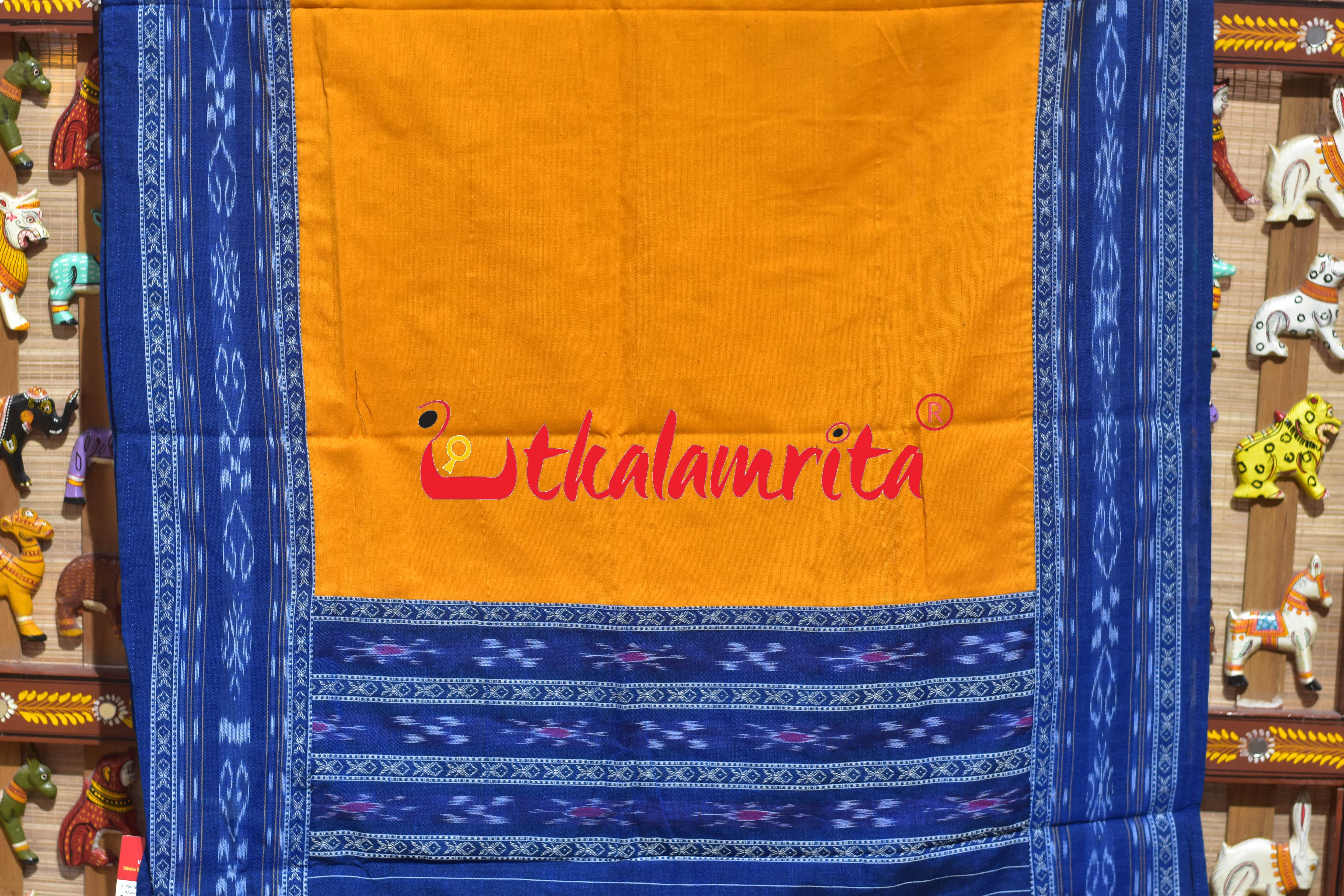 Blue Yellow Middle Design Kadha Pasapali Dress Set