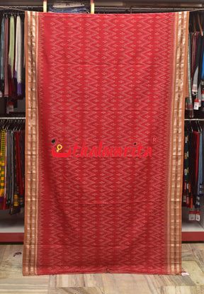 Rose Red Body Bandha Khandua Cotton Saree