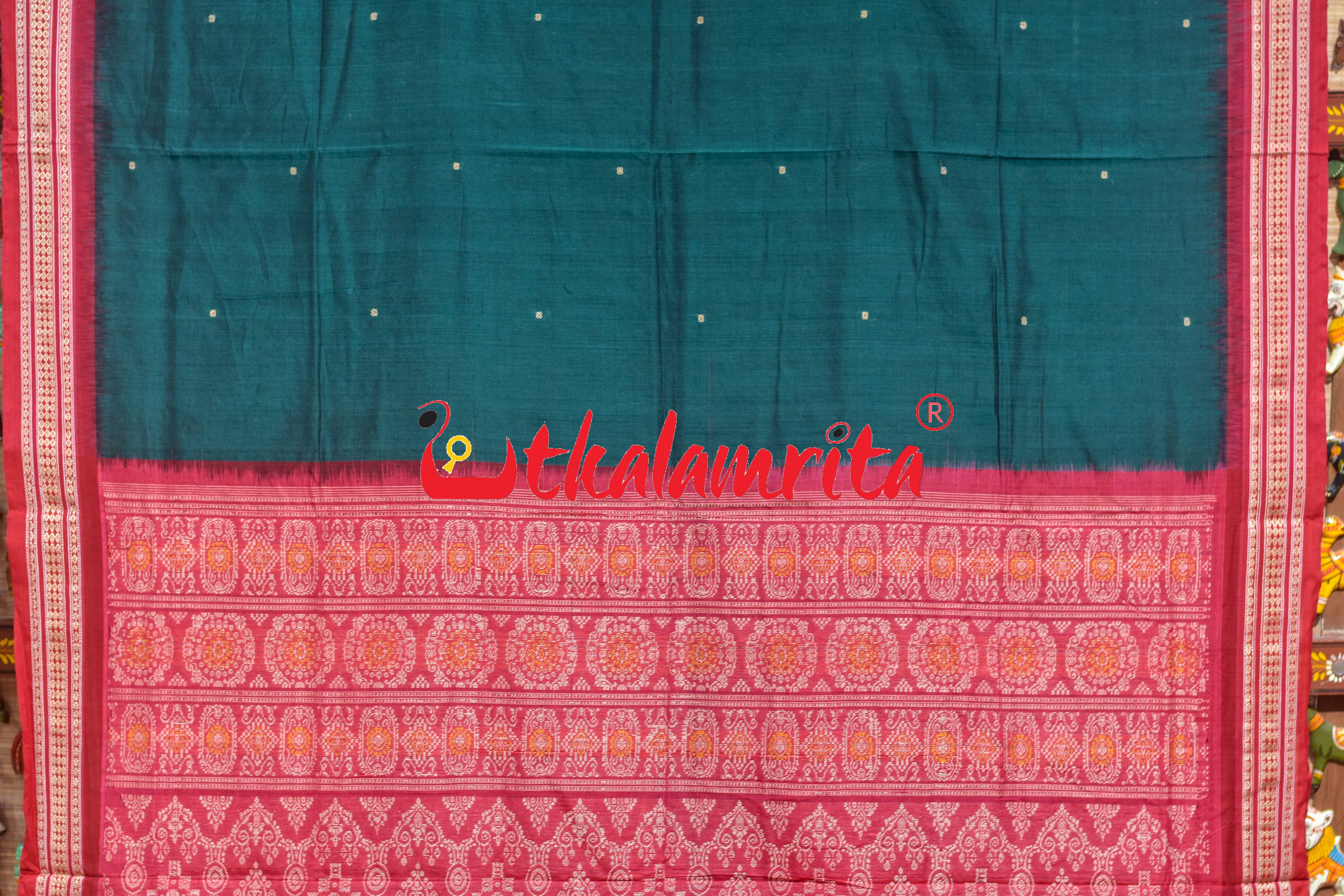 Green Red Buti Bomkai Cotton Saree