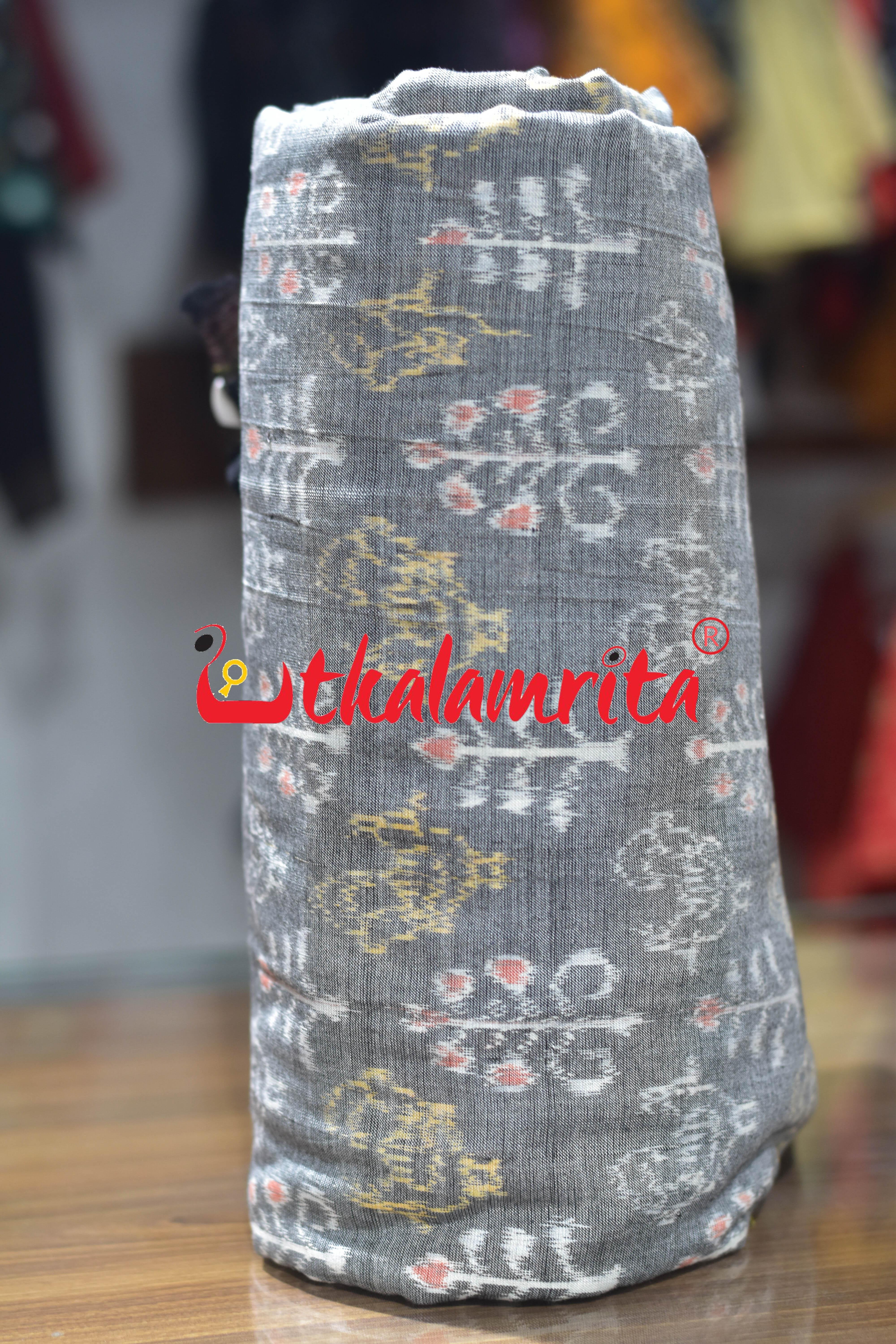 Grey Bird Tree Sambalpuri Cotton (Fabric)