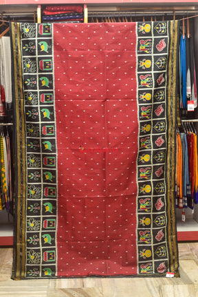 Red Dot Border Nabakothi Silk Saree