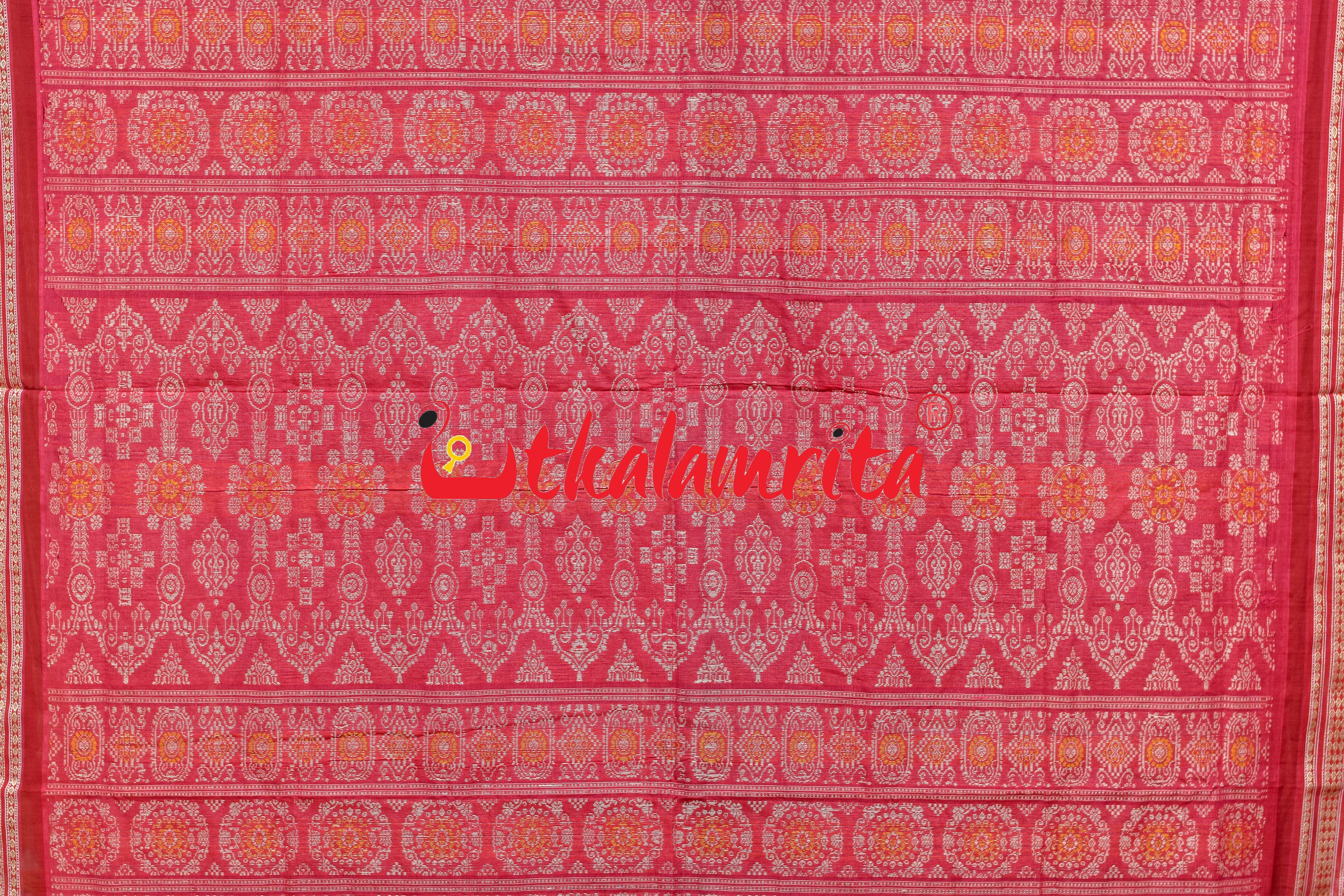 Green Red Buti Bomkai Cotton Saree