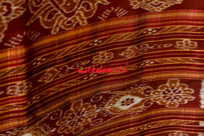 Mehndi Maroon Mayura Chandrika Khandua Silk Saree