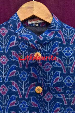 Blue Chadhei Sambalpuri Cotton (Modi Jacket)