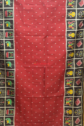 Red Dot Border Nabakothi Silk Saree