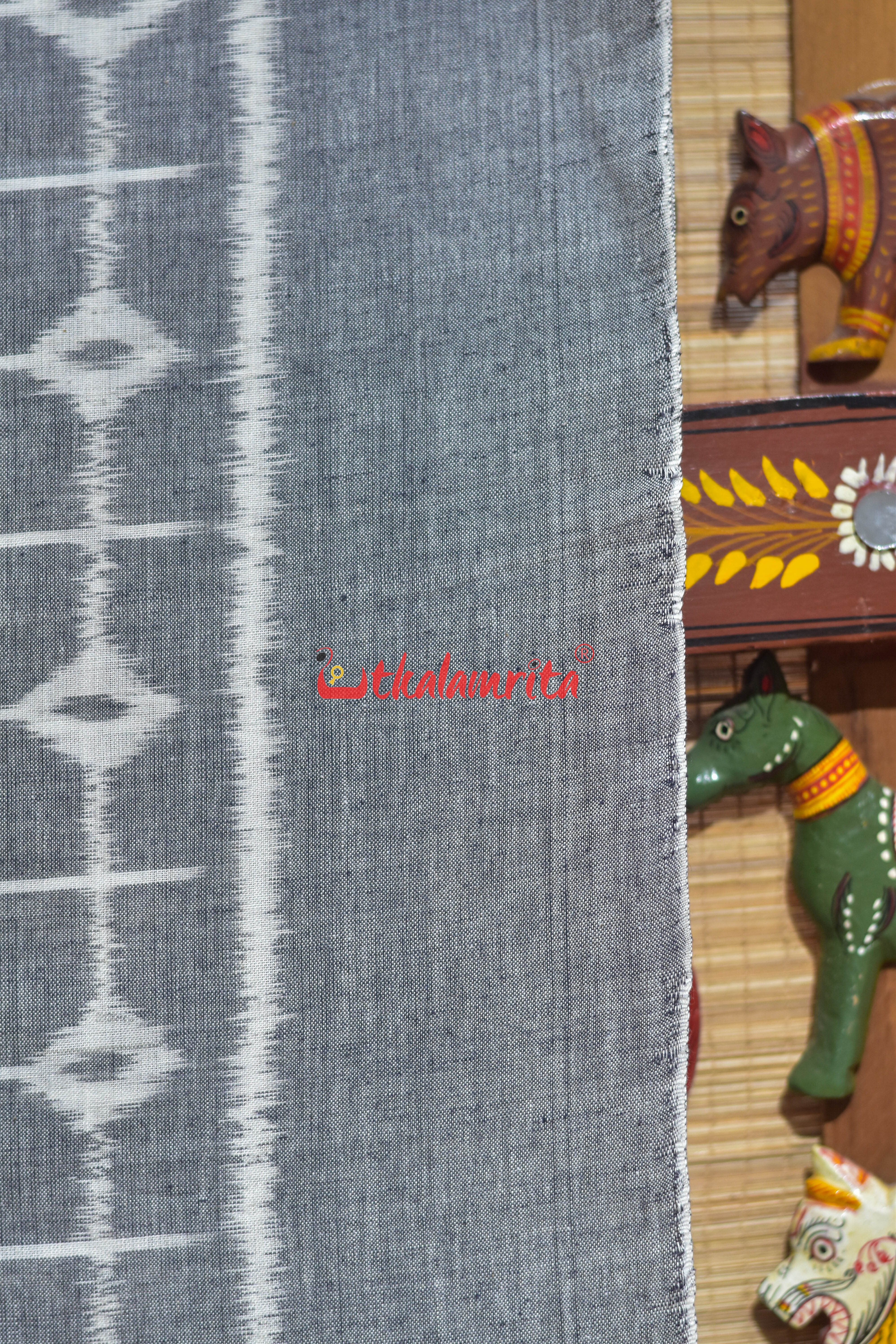 Grey Chessboard Thikiri Khandua Cotton Saree