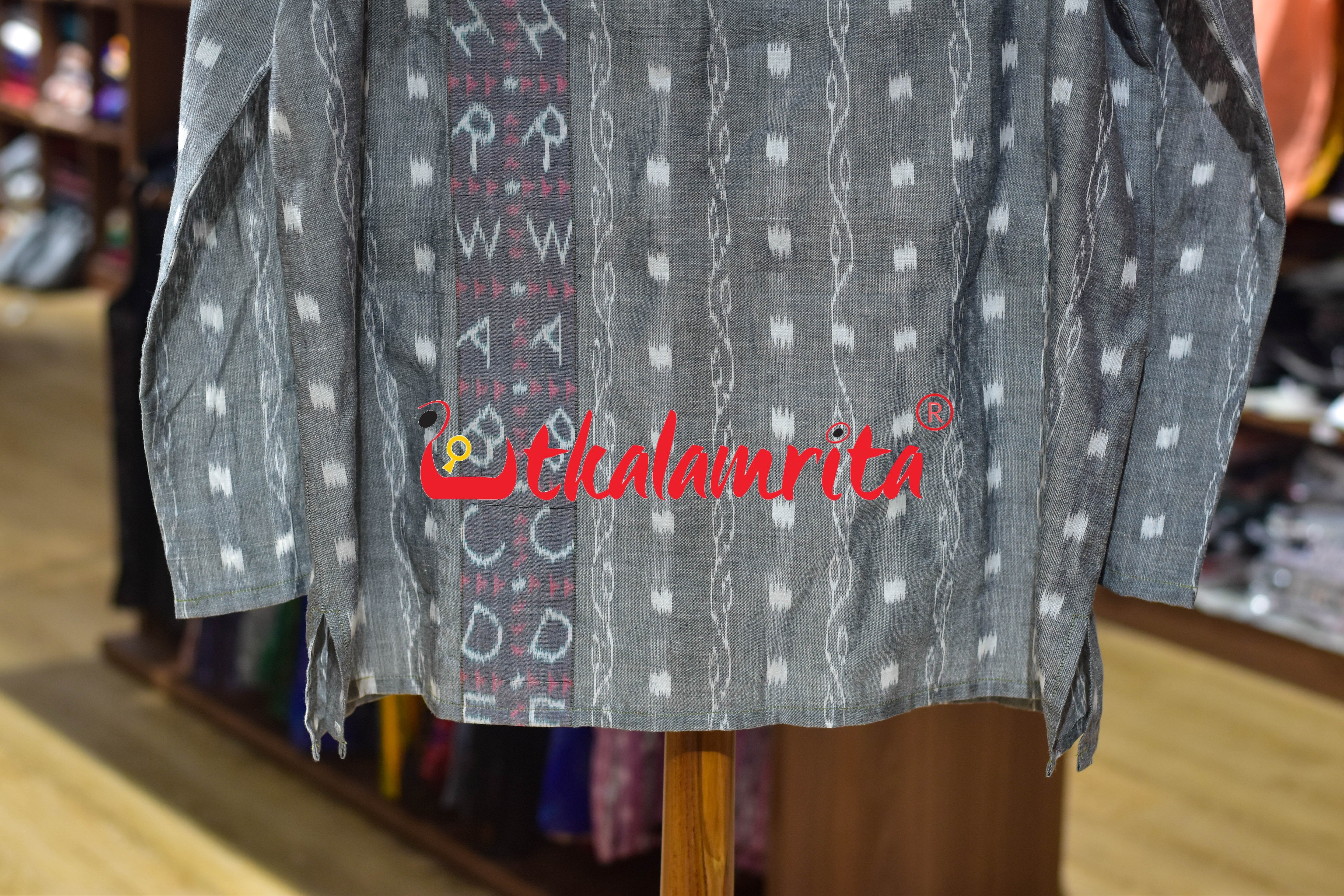 Grey Tipa Mala English Letters (Men's Short Kurta)