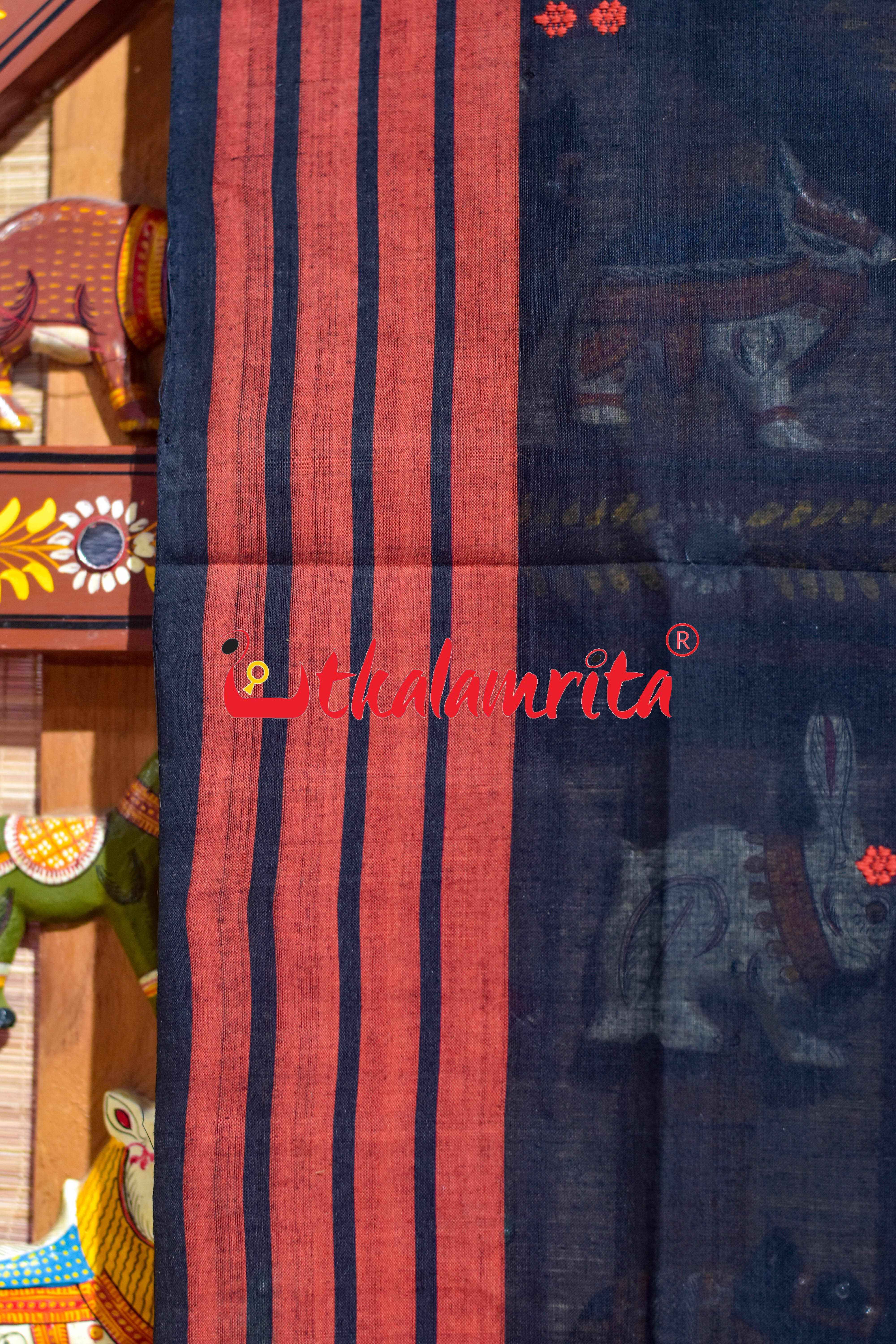 Black Rust Pittala Single Cotton (Dupatta)