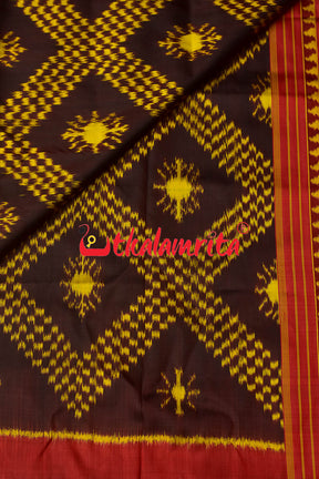 Coffee Red Border Tarabali Kandua Silk Saree