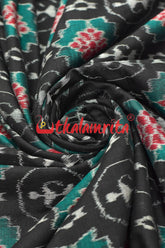 Black Tribal and Flowers Sambalpuri Cotton (Fabric)