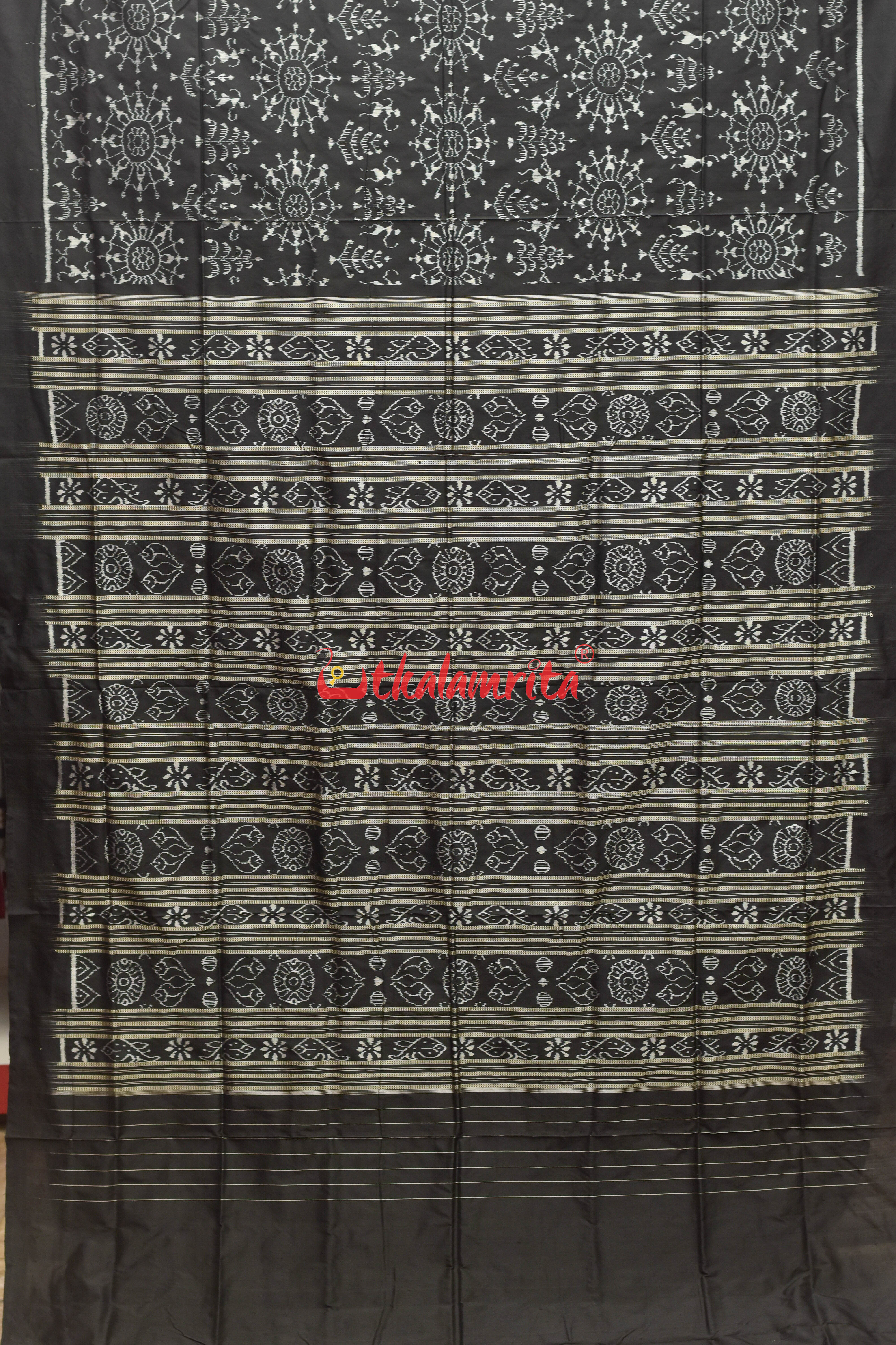 Black Circle Tribal Sambalpuri Silk Saree