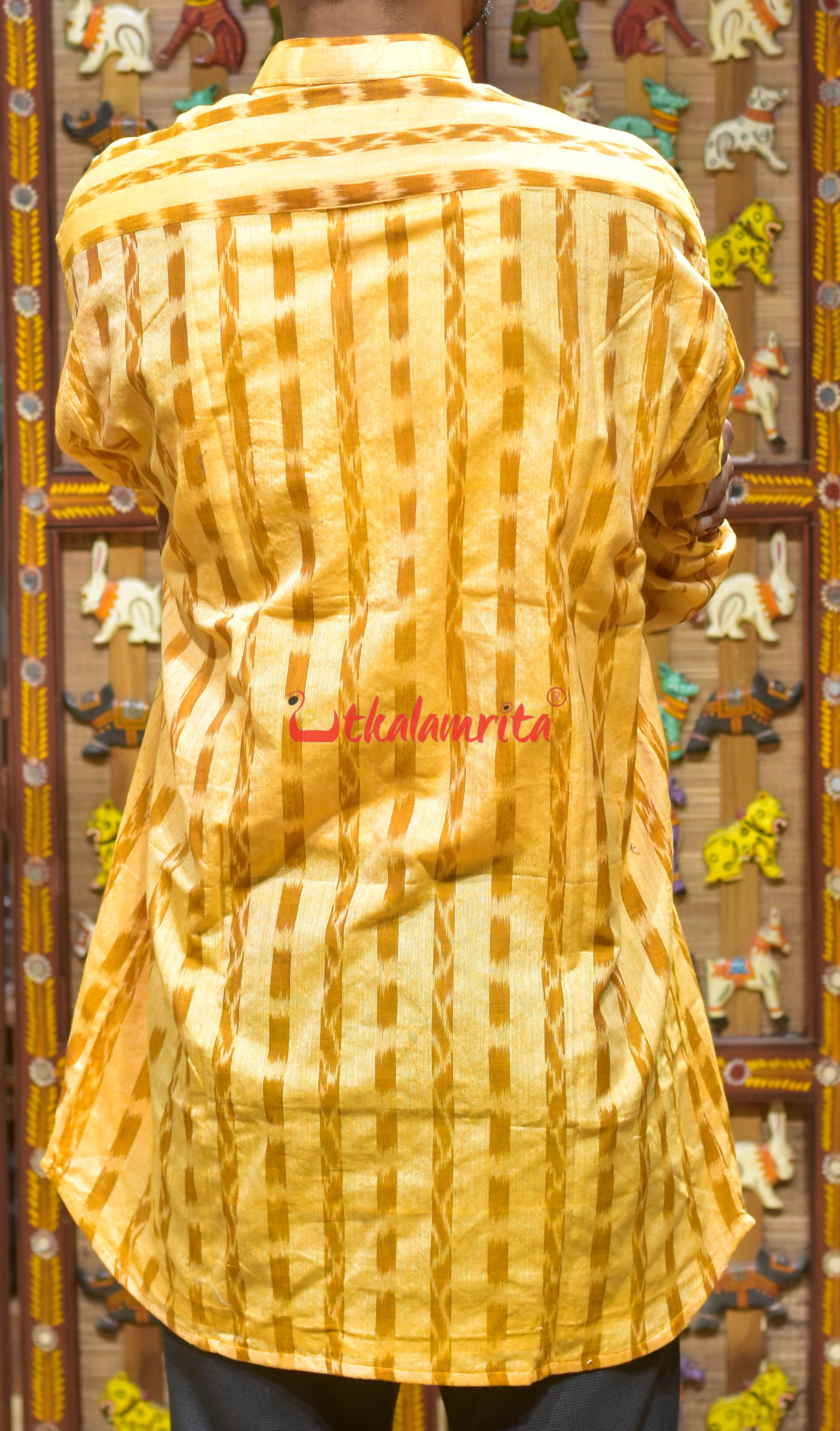 Matha Brown Line Checks (Men's Short Kurta)