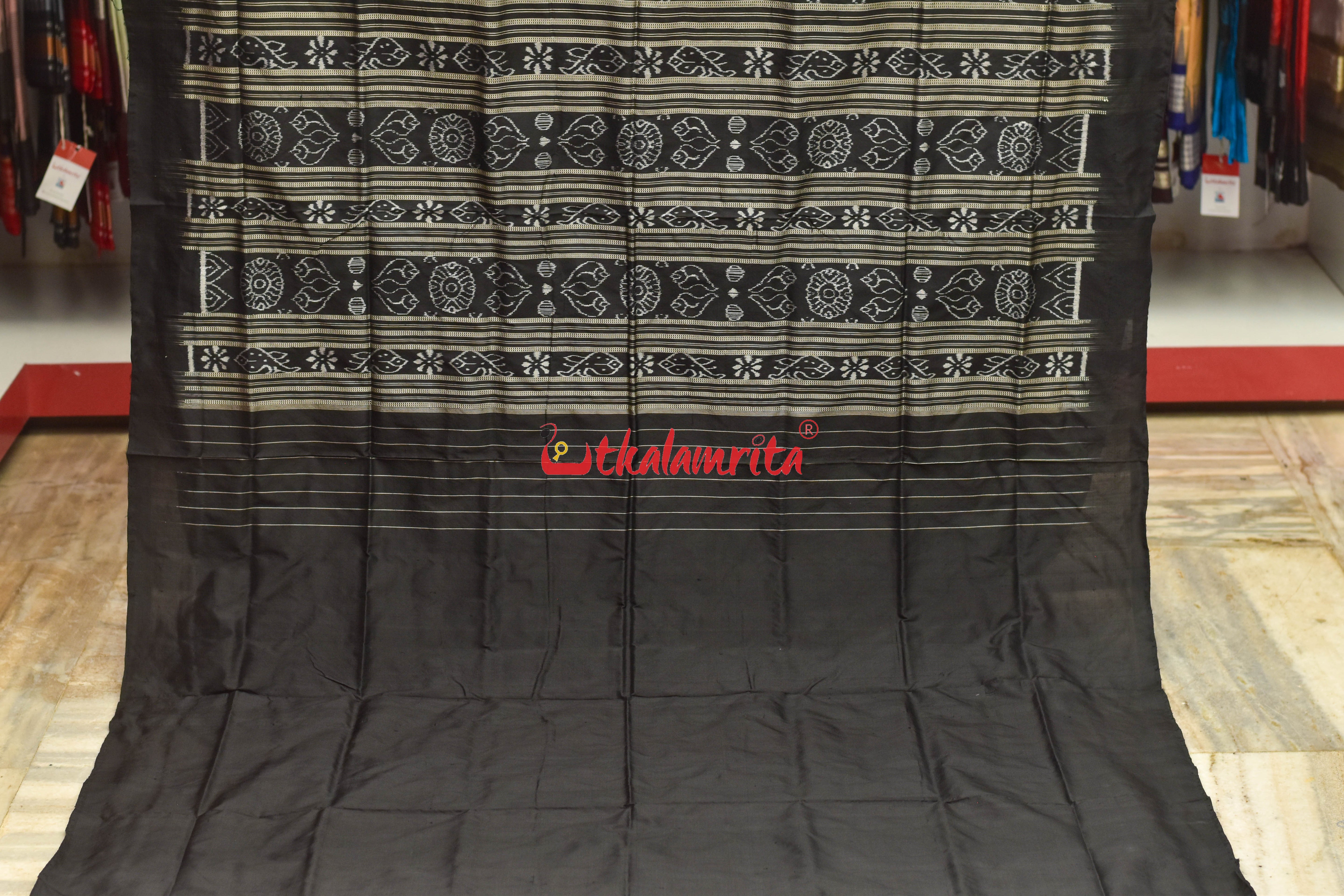 Black Circle Tribal Sambalpuri Silk Saree
