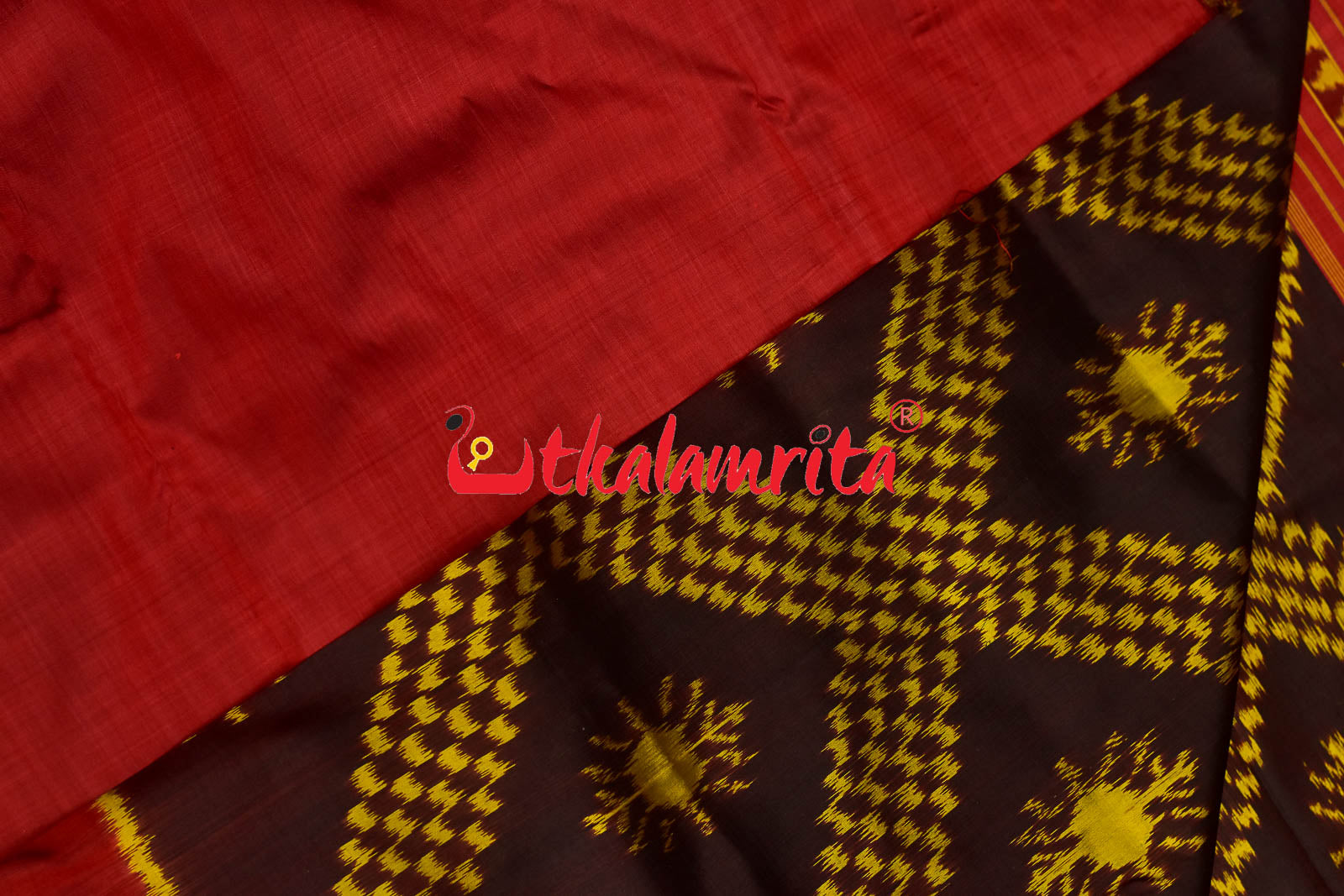 Coffee Red Border Tarabali Kandua Silk Saree