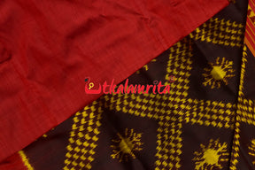 Coffee Red Border Tarabali Kandua Silk Saree