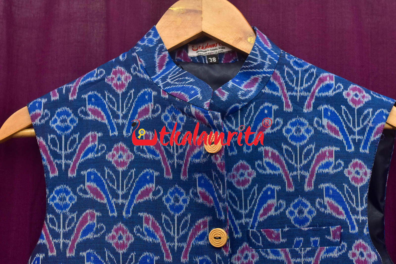 Blue Chadhei Sambalpuri Cotton (Modi Jacket)