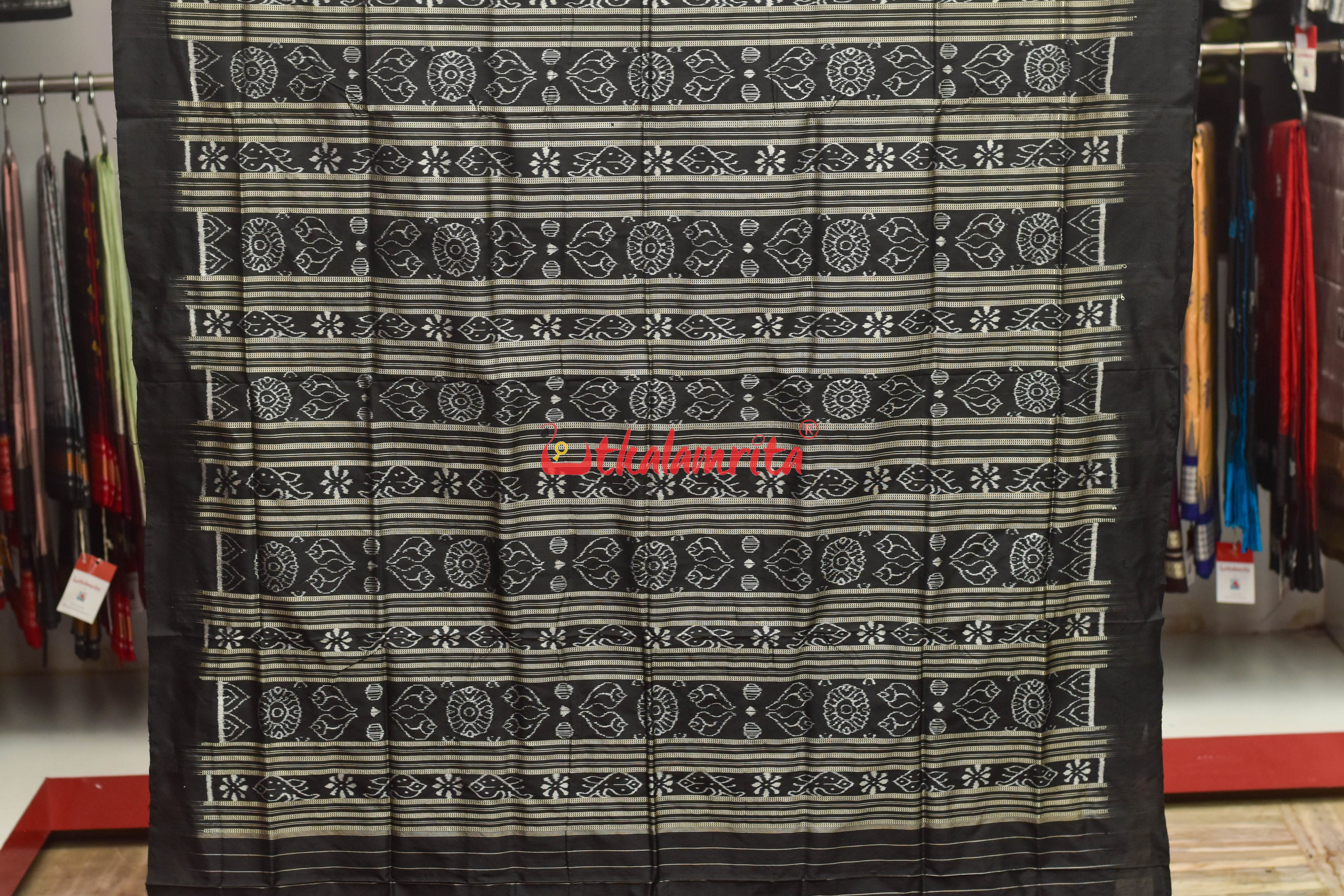 Black Circle Tribal Sambalpuri Silk Saree