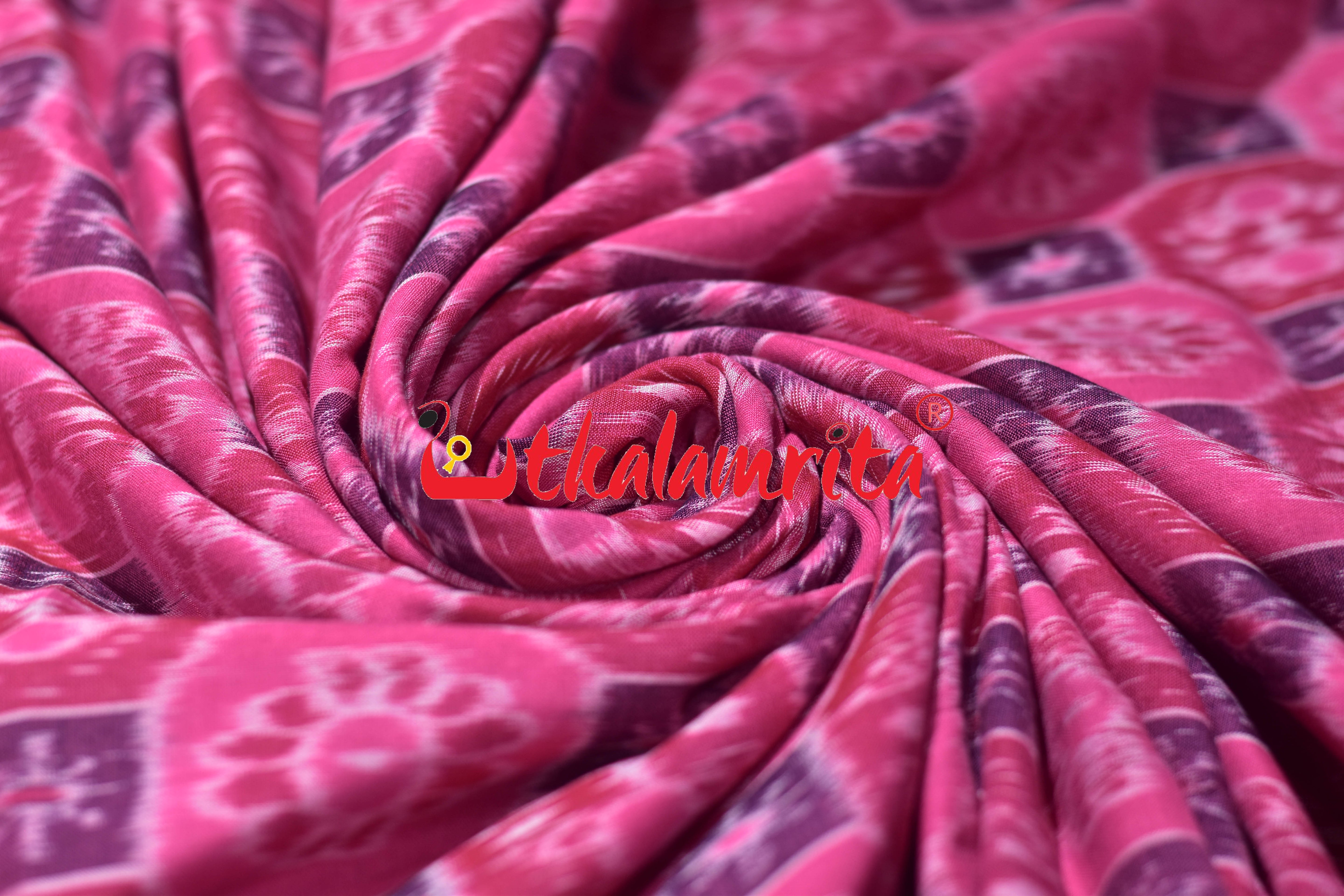 Pink Tarabali Box Bandha Sambalpuri Cotton (Fabric)