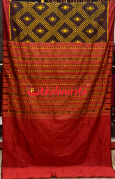 Coffee Red Border Tarabali Kandua Silk Saree