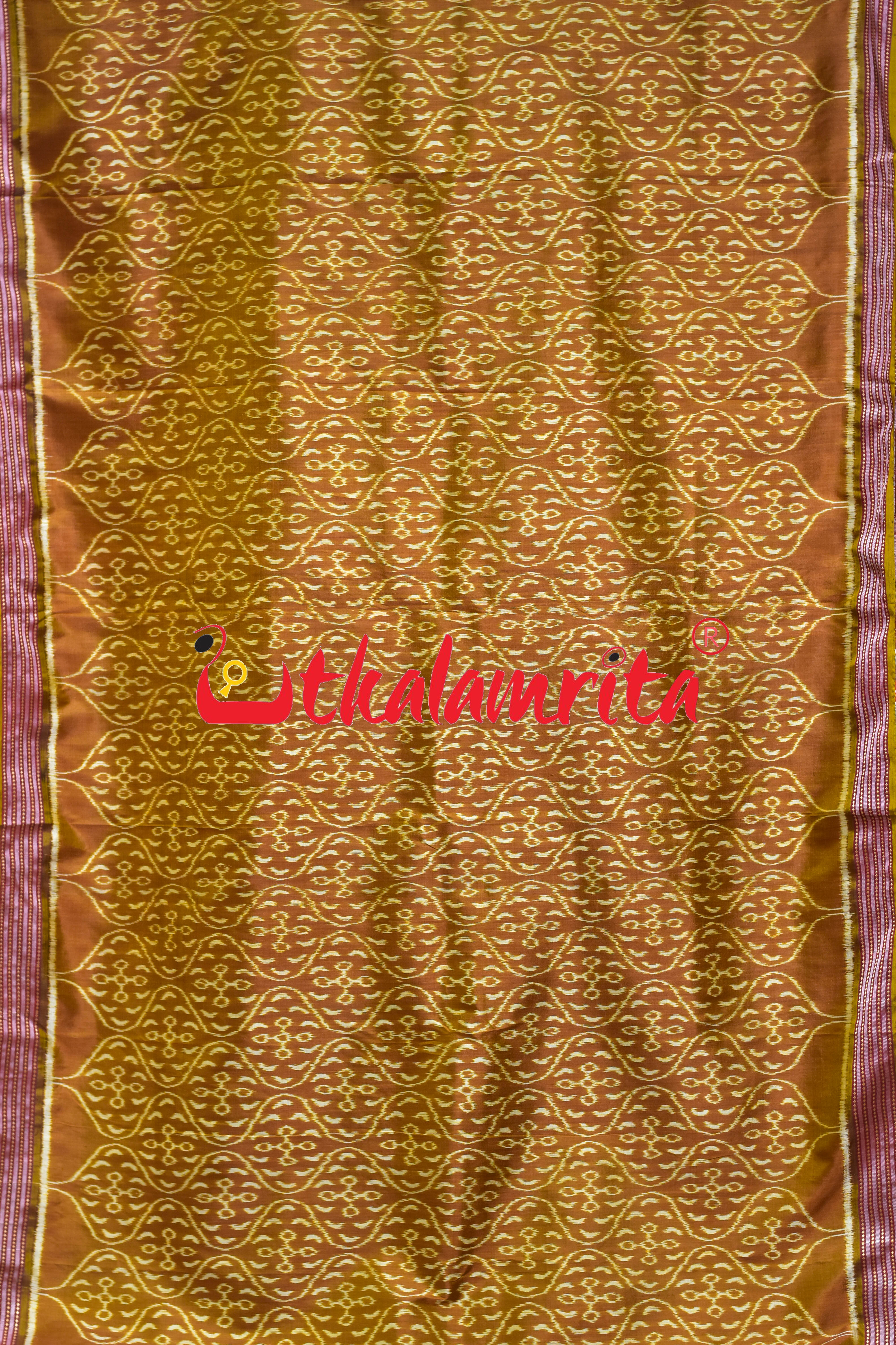 Chungudia Daali Golden Maroon Khandua Silk Saree