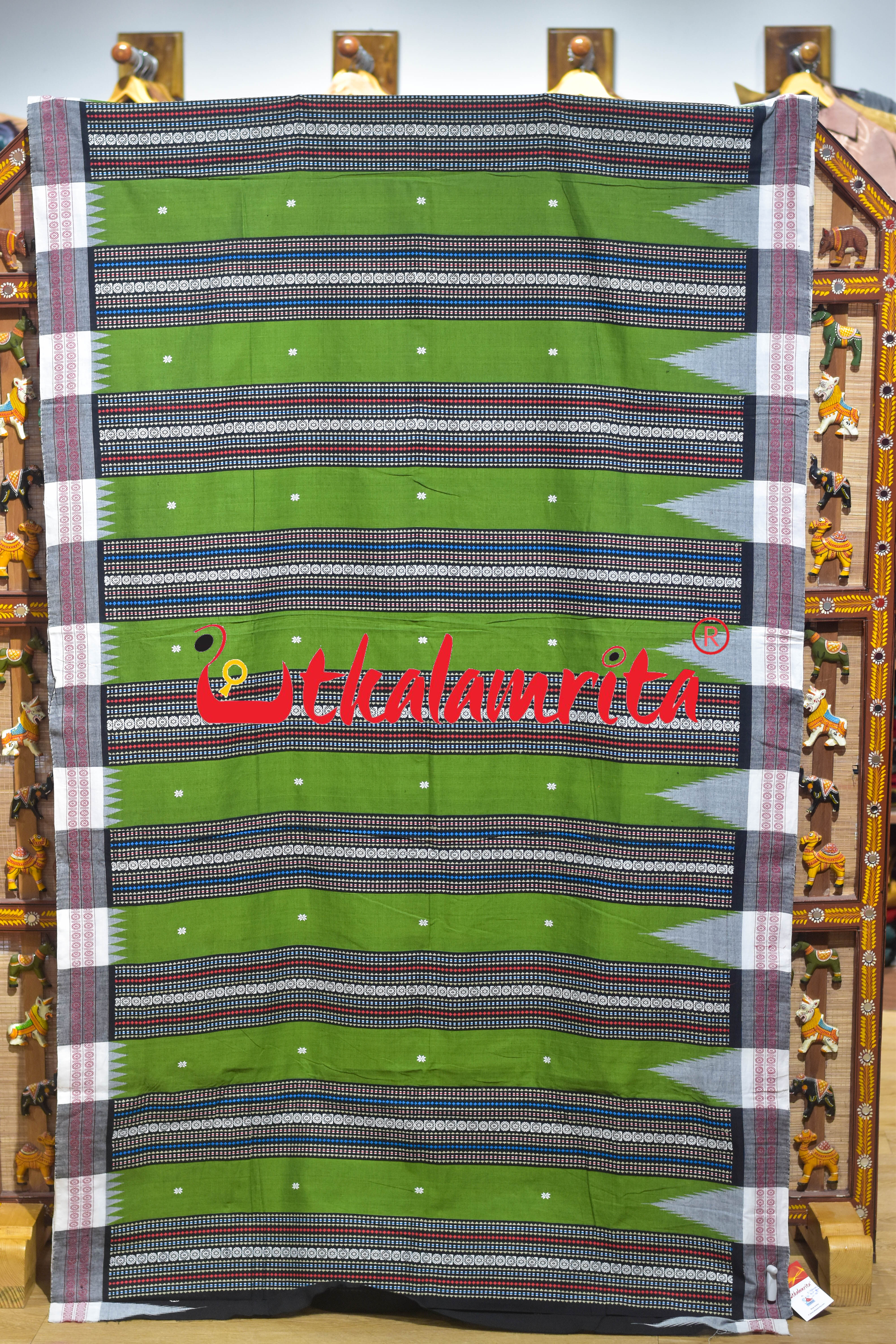 Black Green Original Ganjam Bomkai Lehenga Saree