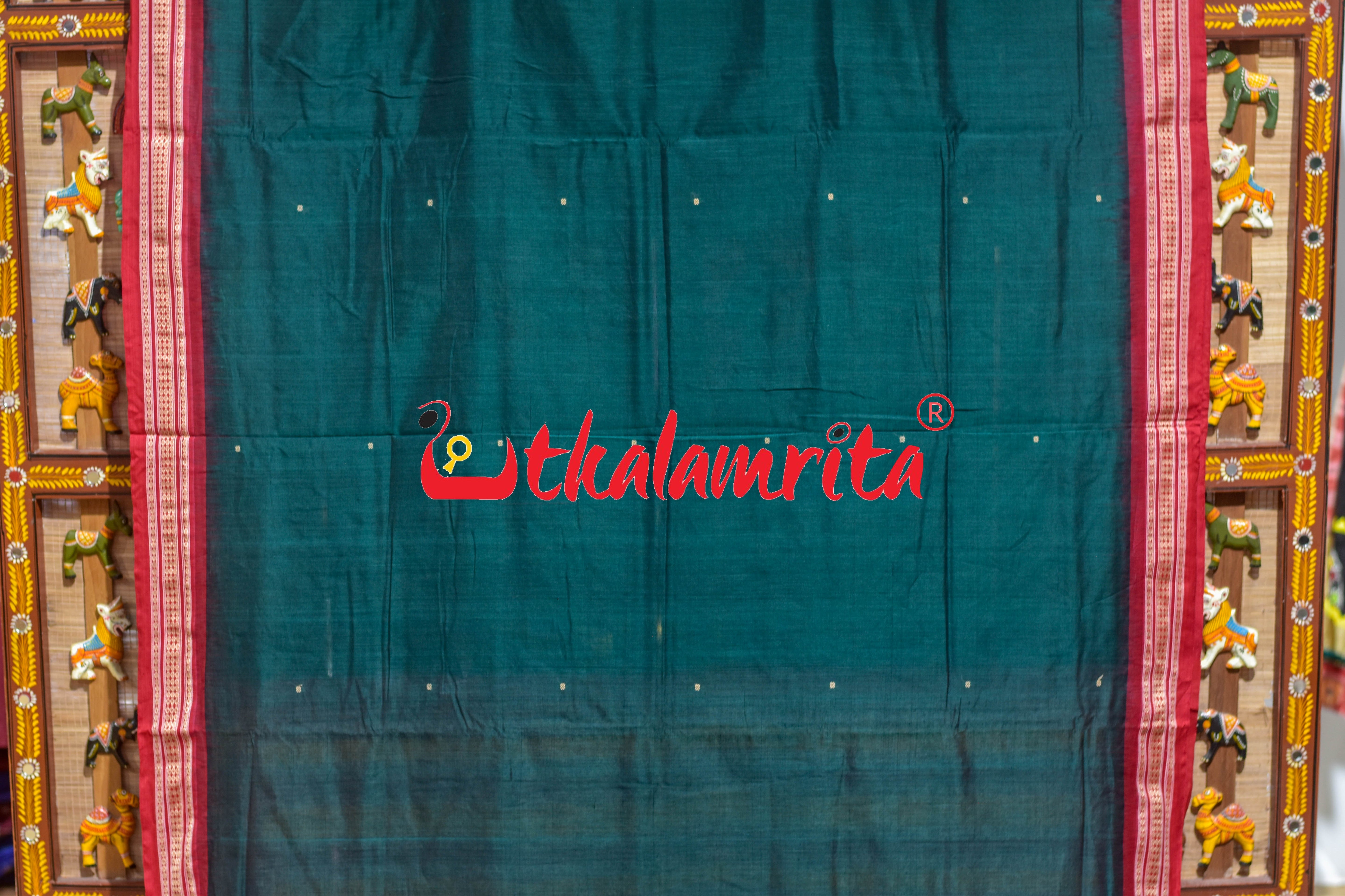 Green Red Buti Bomkai Cotton Saree