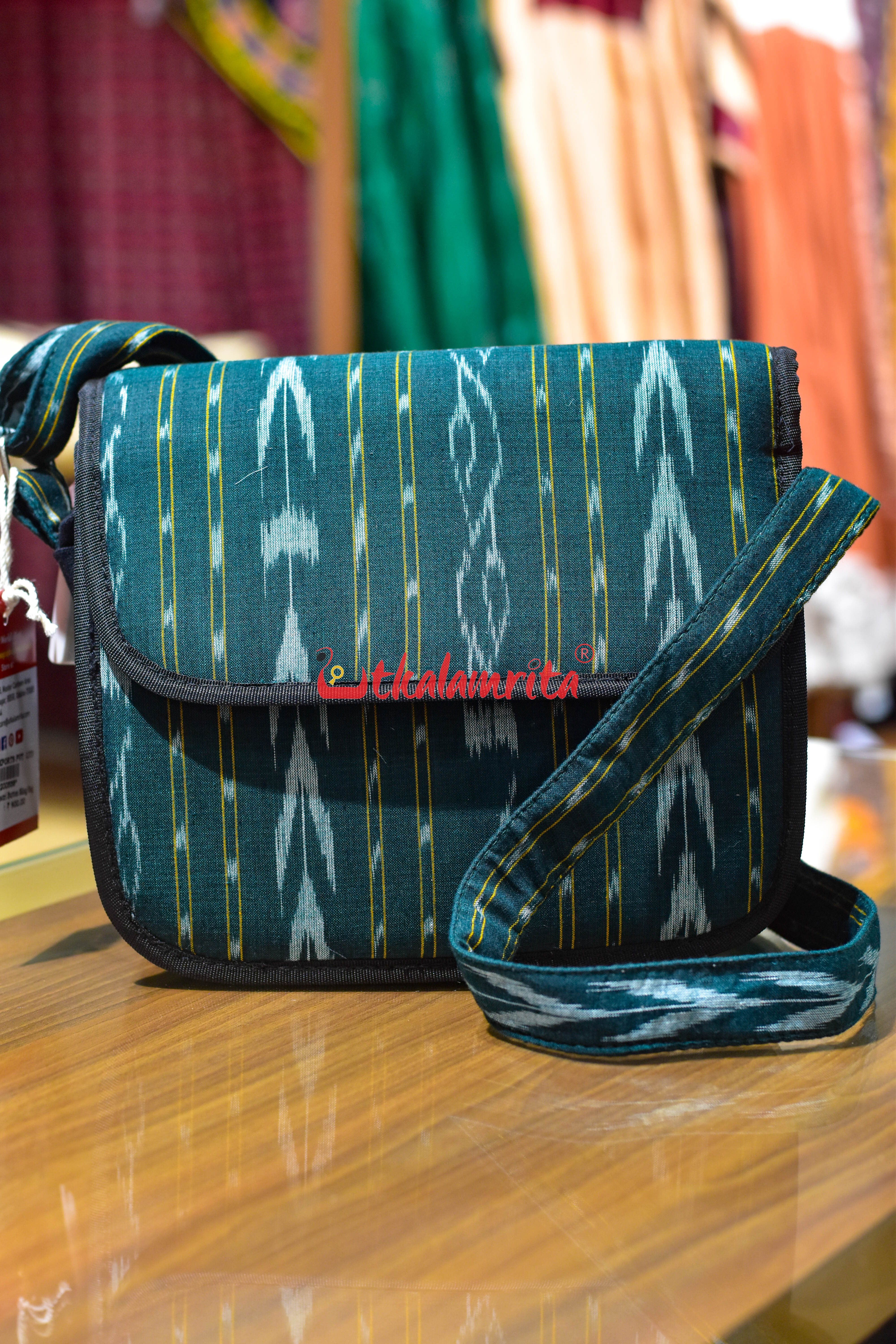 Green Dhanpatri Button Sling Bag