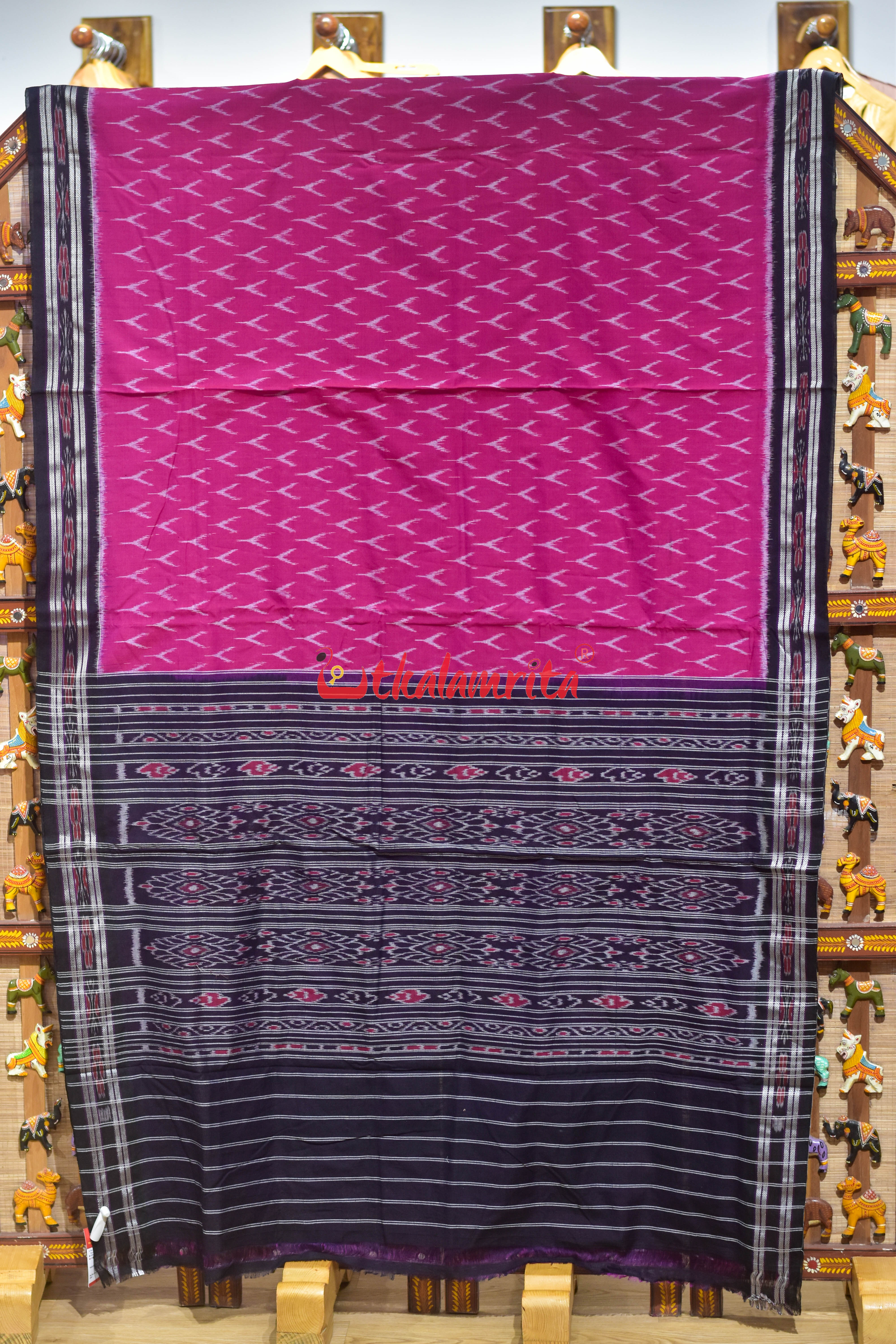Rani Black Duba Khandua Cotton Saree