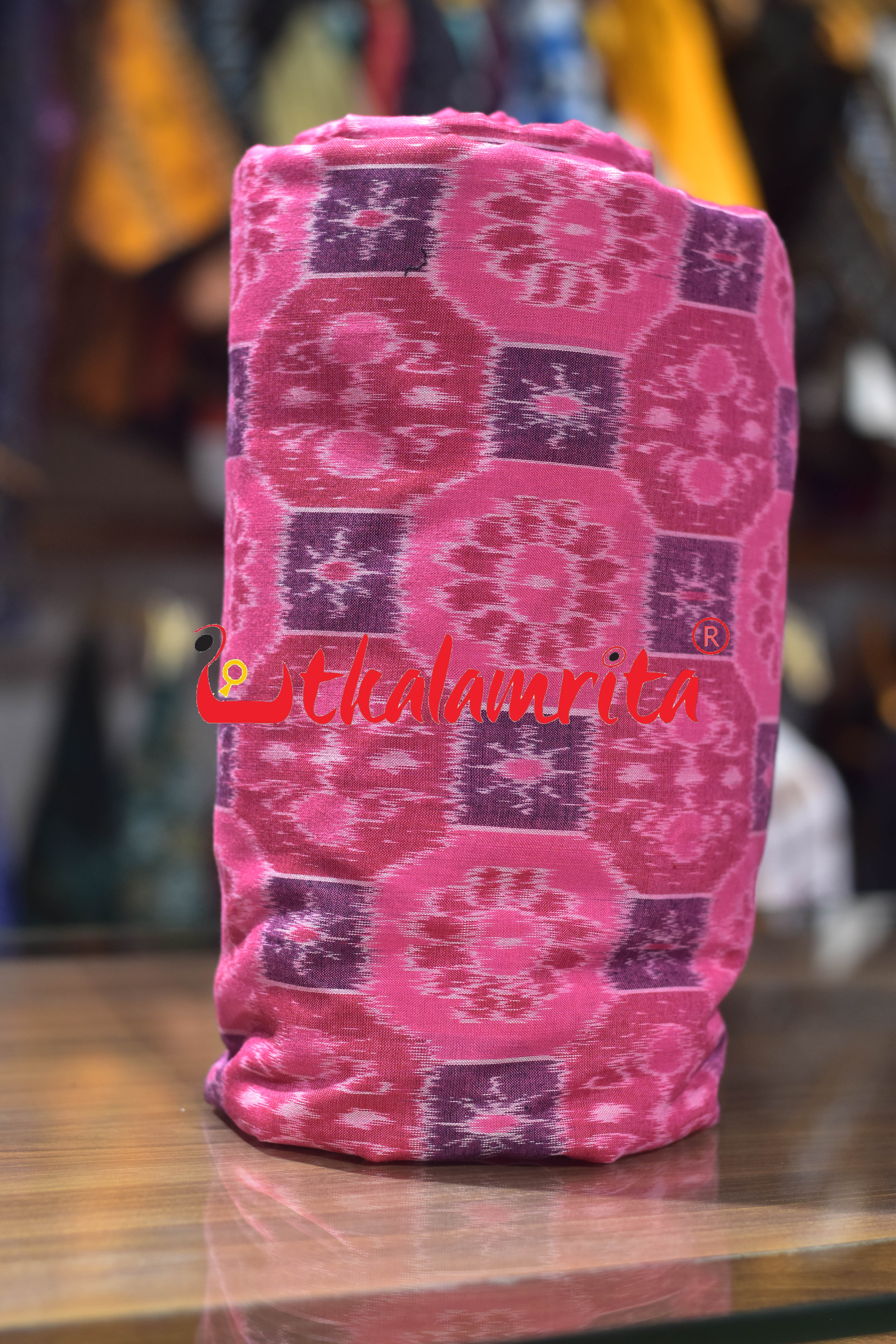 Pink Tarabali Box Bandha Sambalpuri Cotton (Fabric)