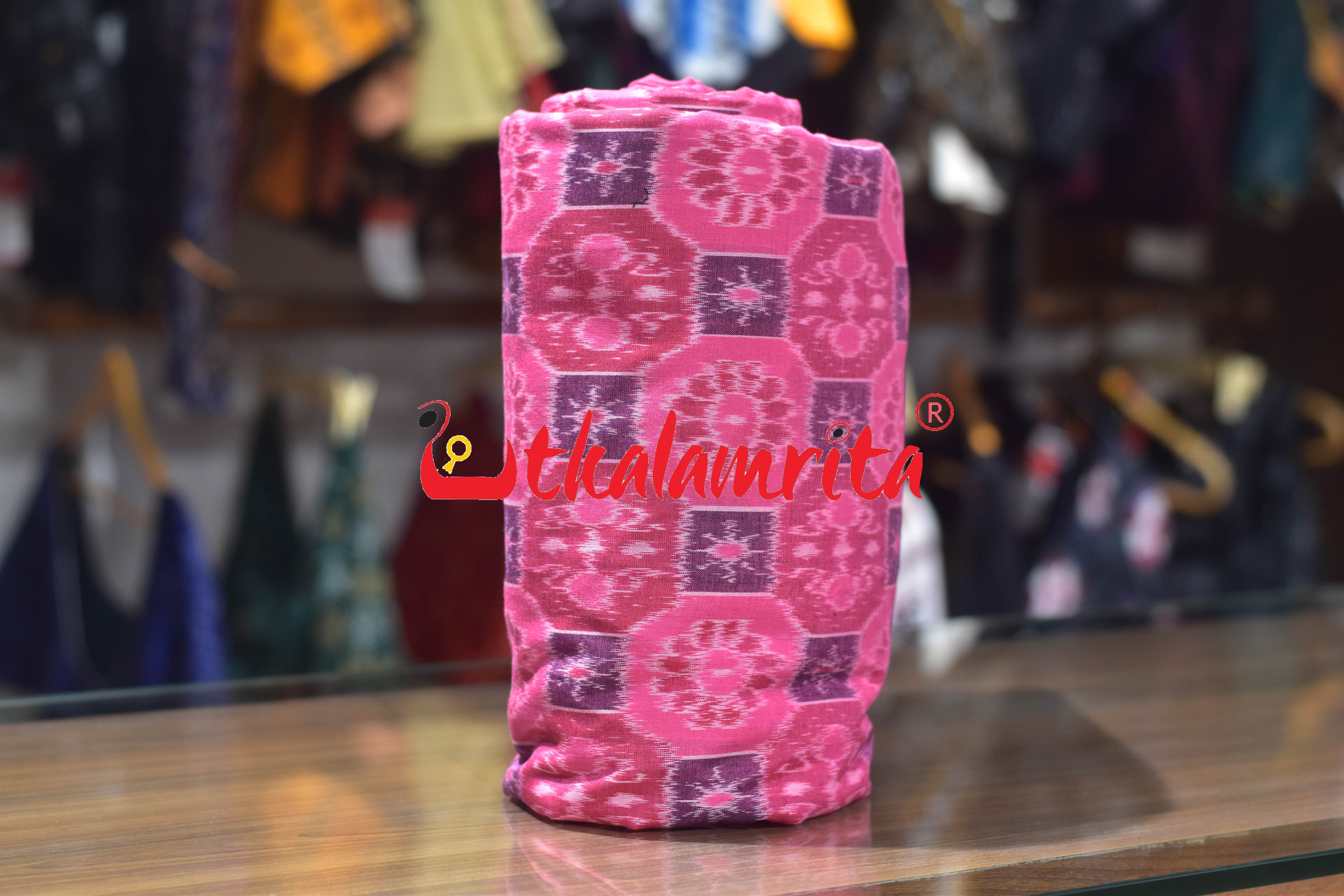 Pink Tarabali Box Bandha Sambalpuri Cotton (Fabric)