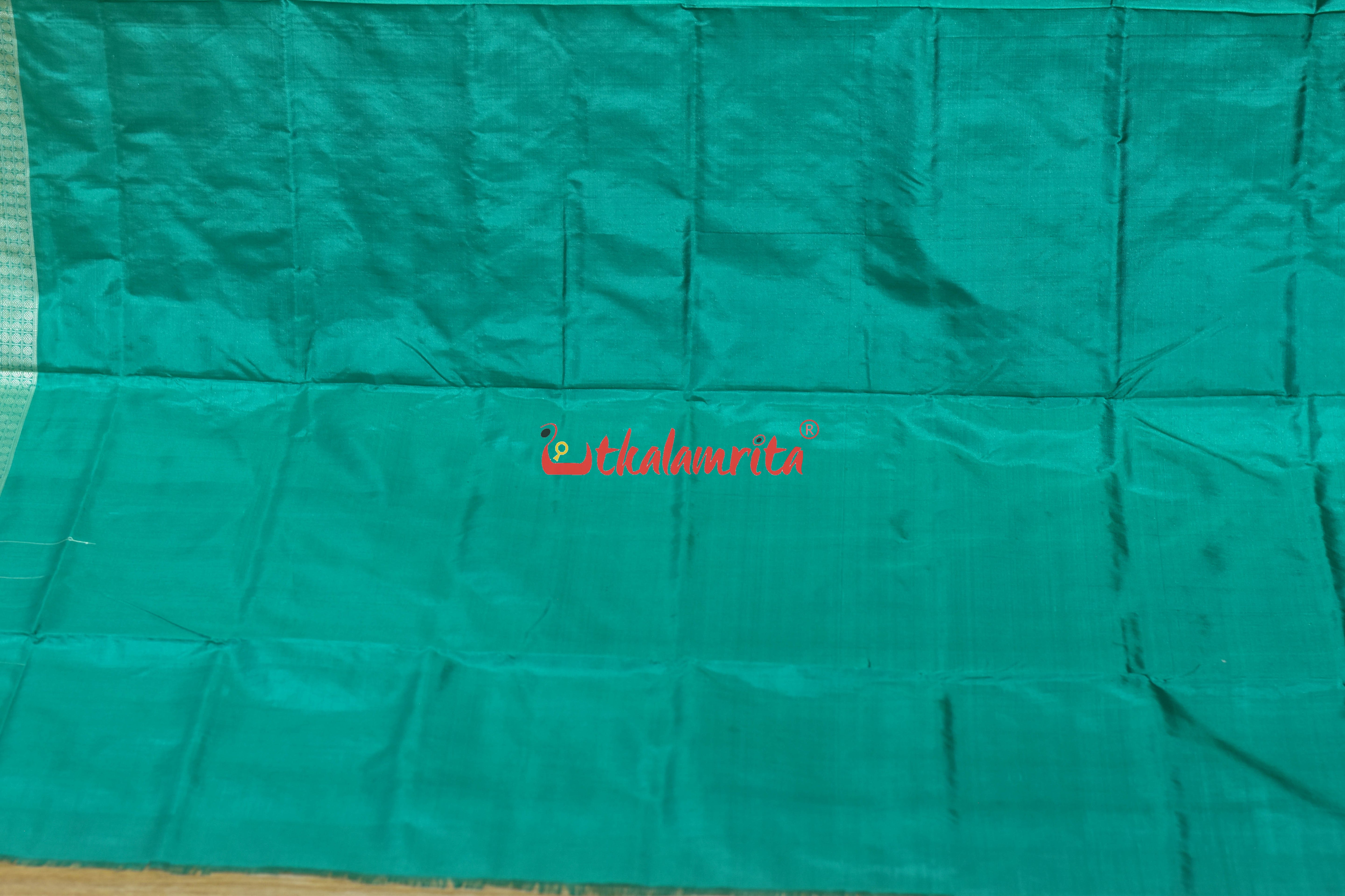 Light Pink Rama Green Border Bomkai Silk Saree
