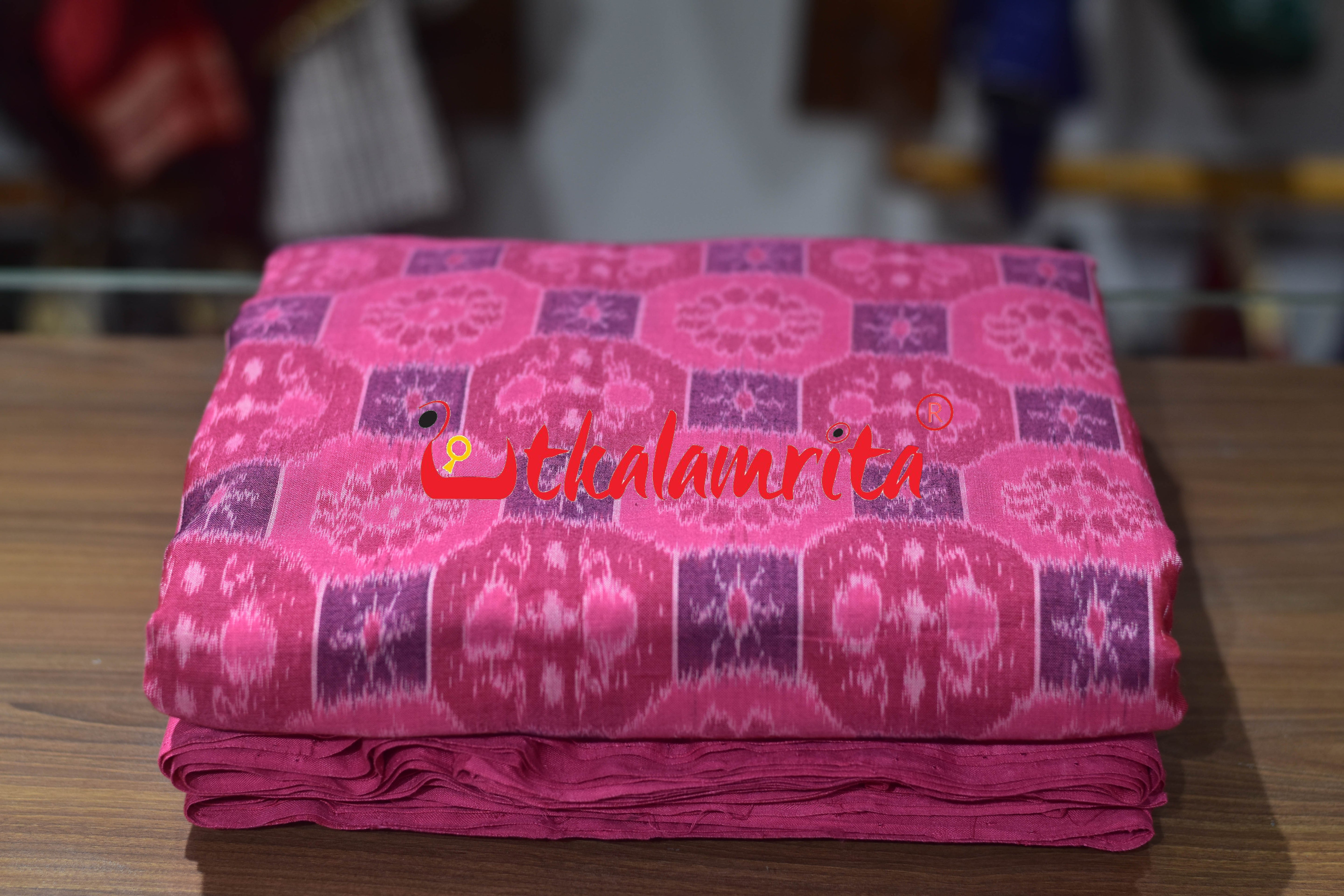 Pink Tarabali Box Bandha Sambalpuri Cotton (Fabric)
