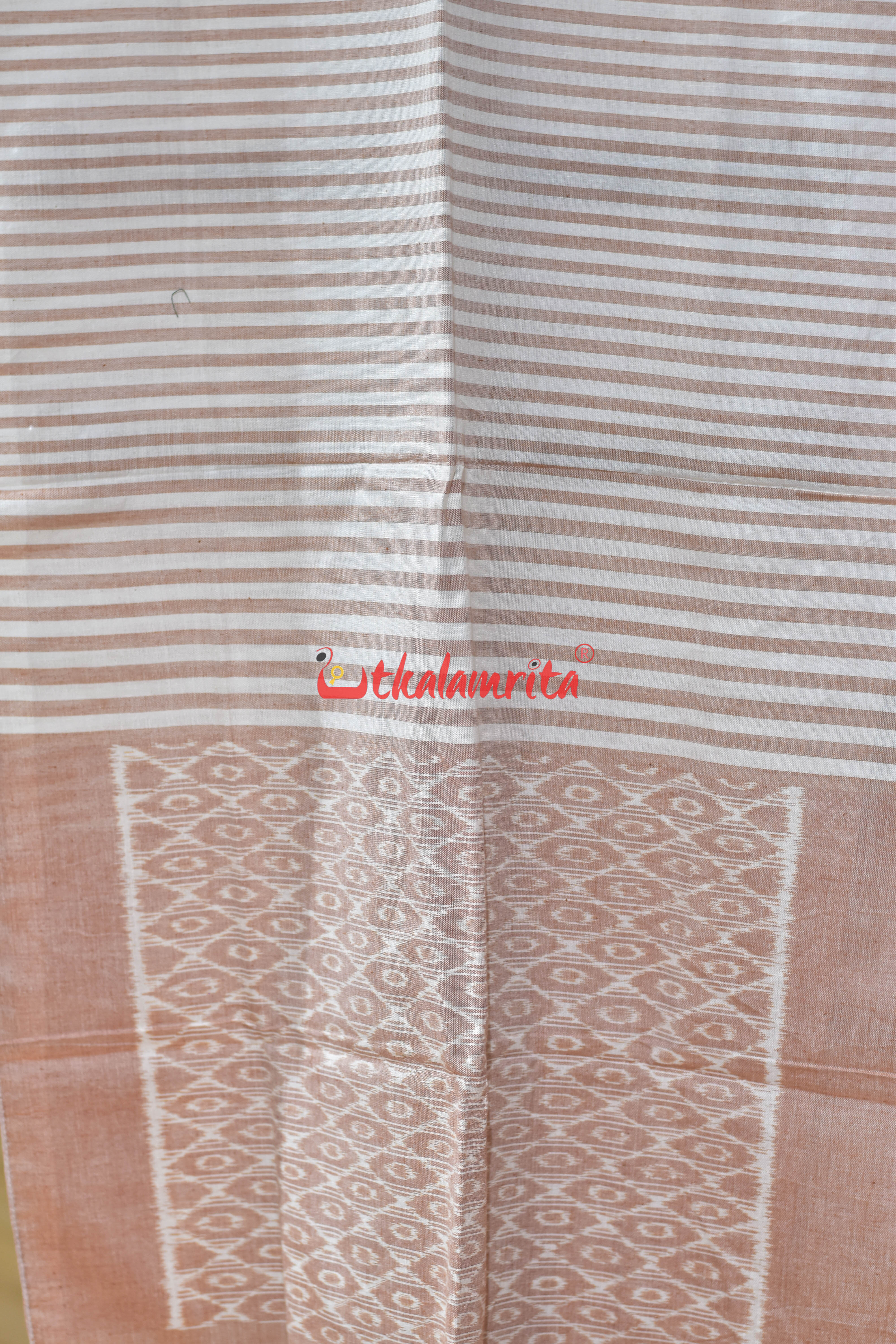 Peach Stripes Gol Thikiri Ikat Cotton (Stole)