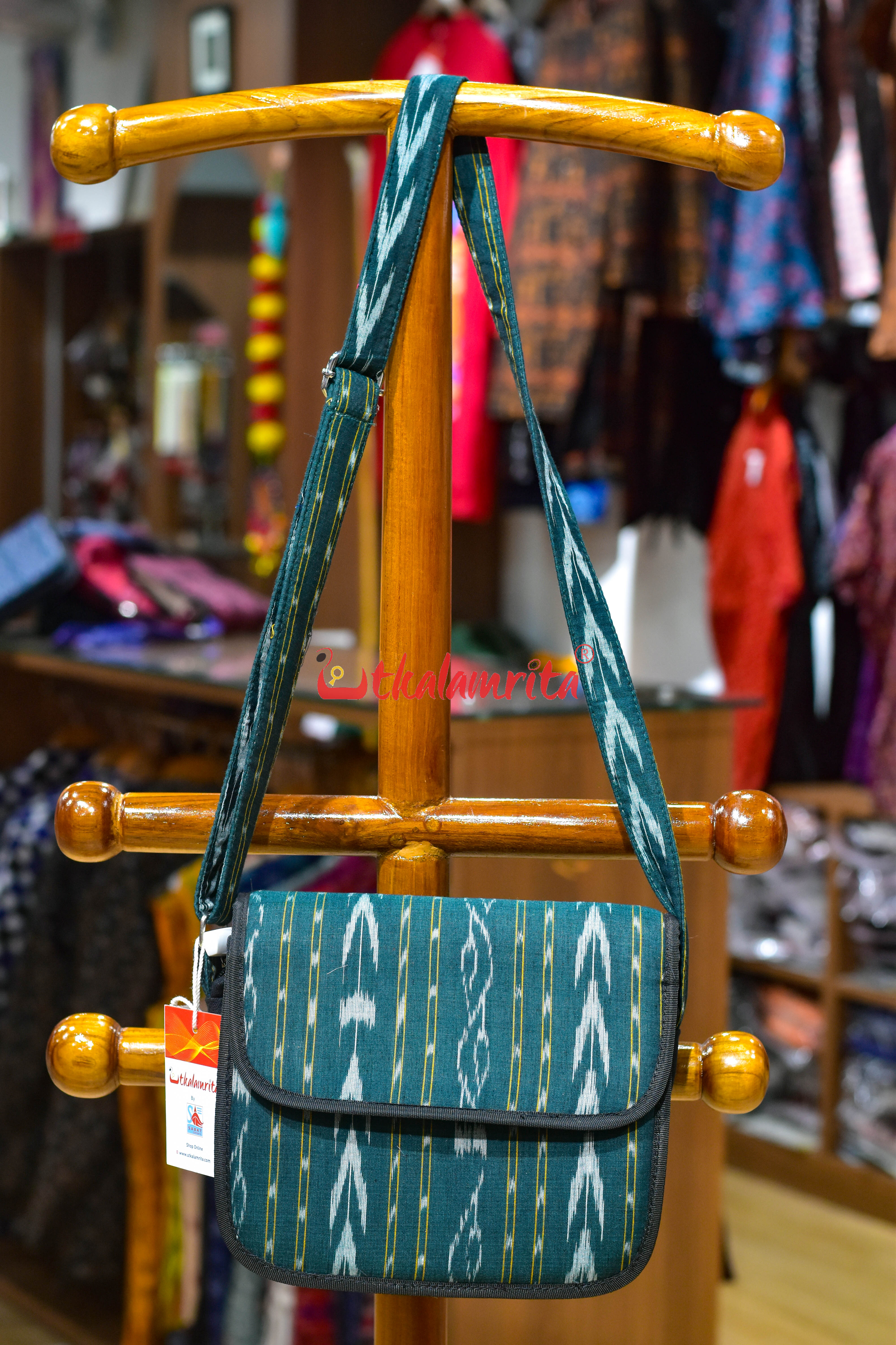 Green Dhanpatri Button Sling Bag