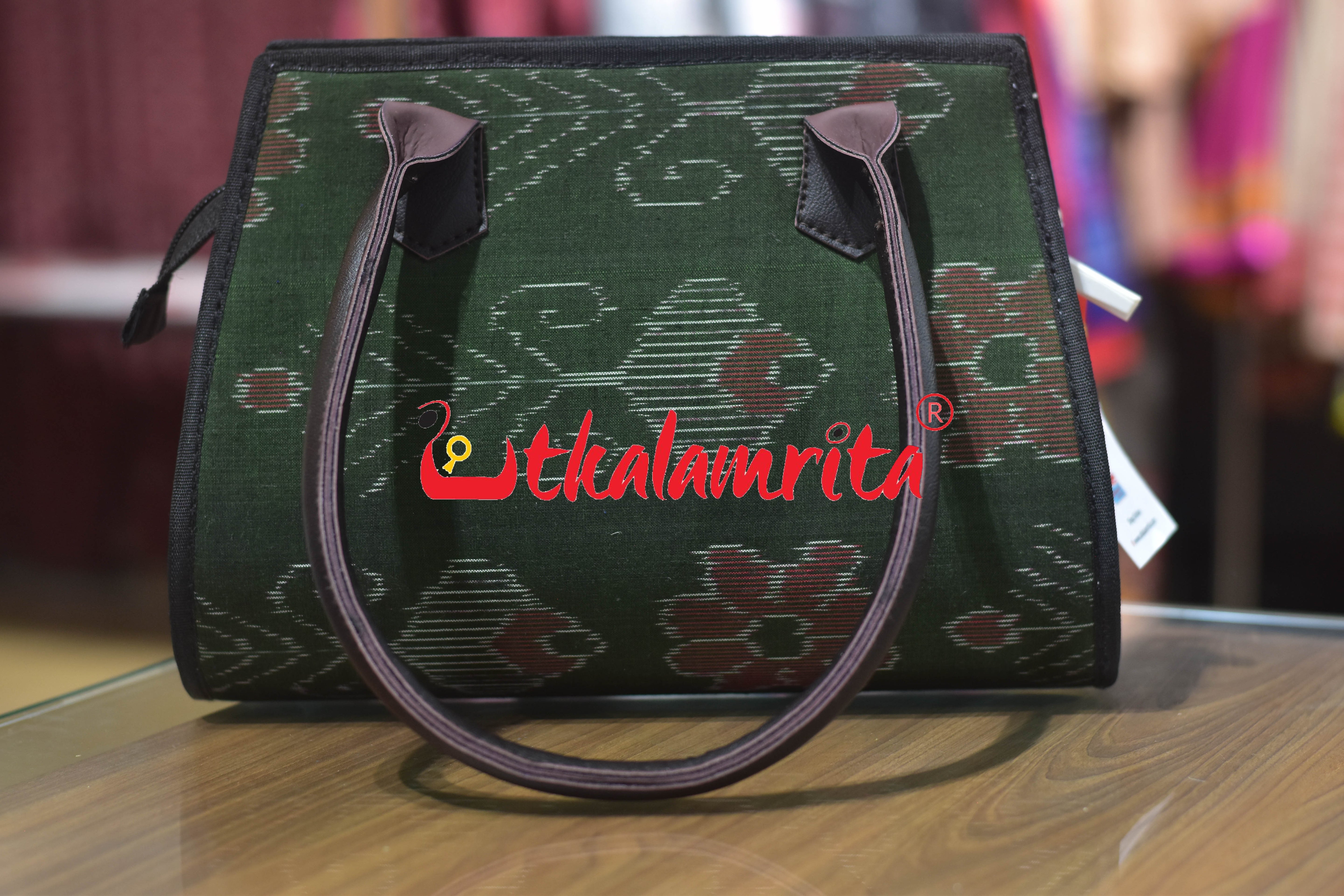 Mehendi Green Single Flower Trapezium Vanity Bag