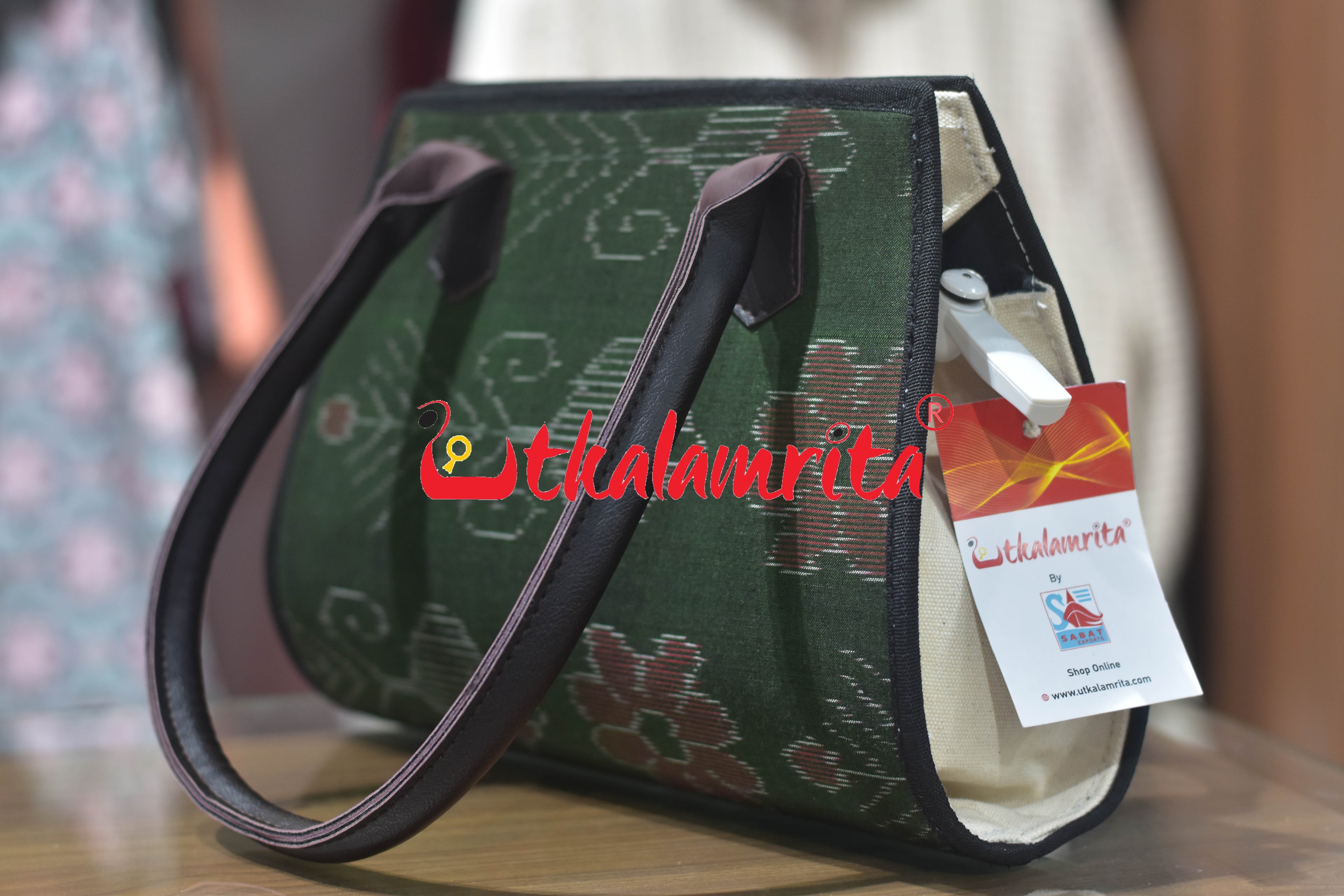 Mehendi Green Single Flower Trapezium Vanity Bag