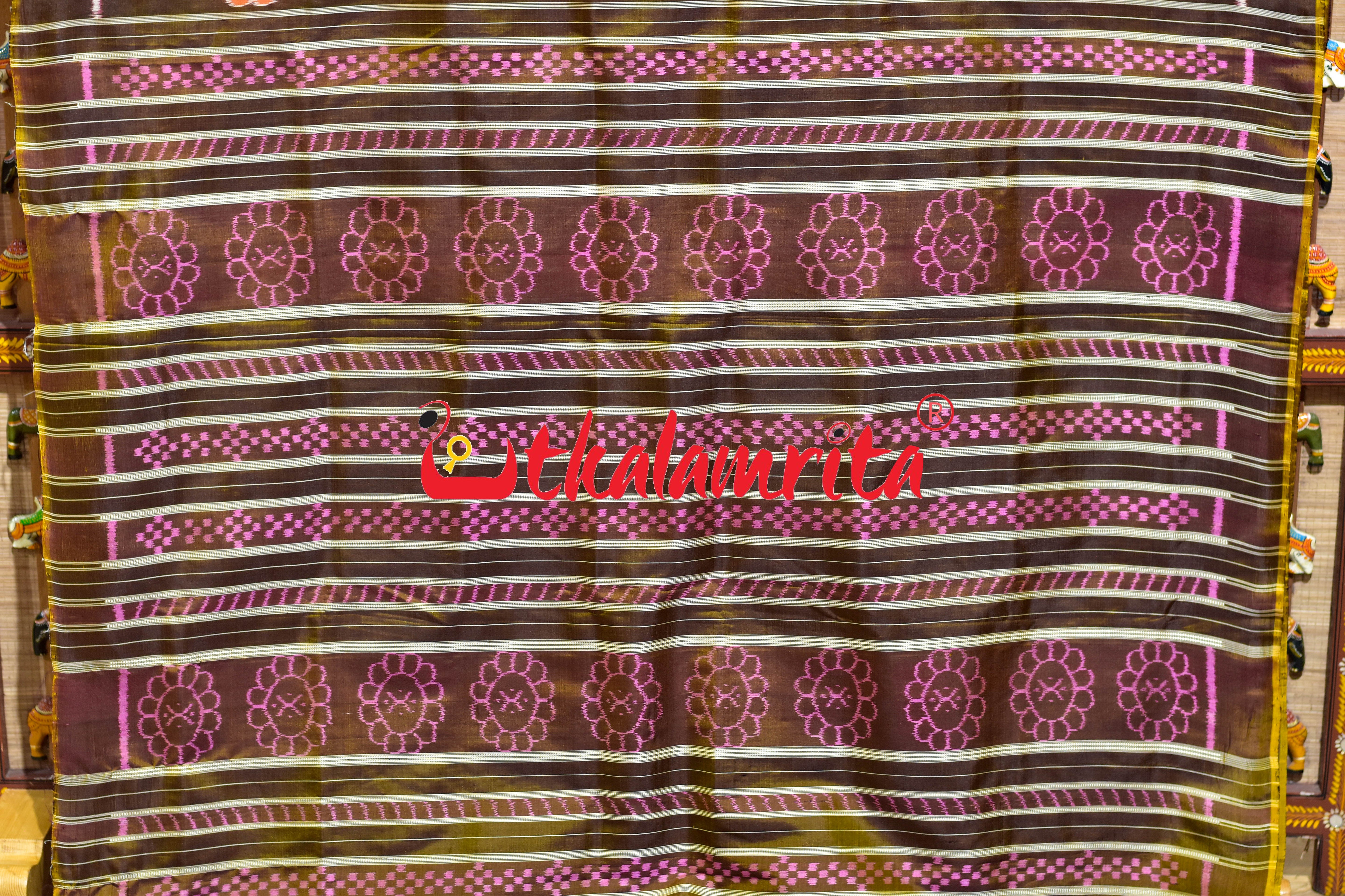 Bronze Orange Phula Jhoti Khandua Silk Saree