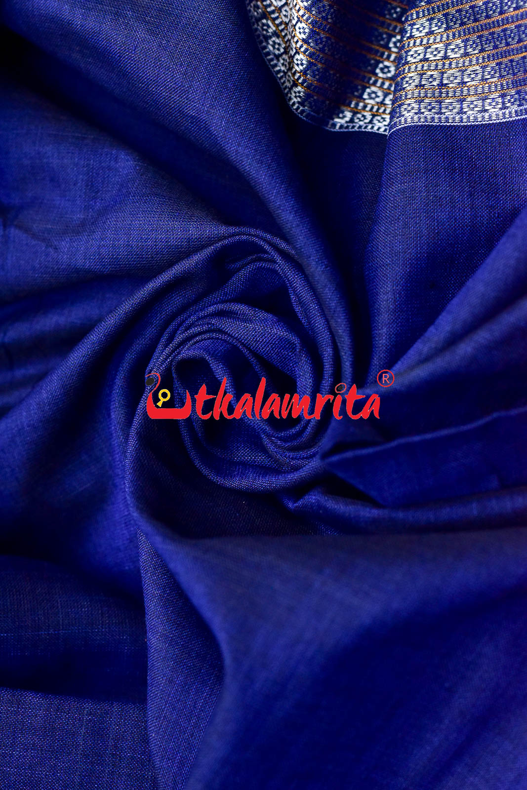 Blue With Small Rudraksha Border (Fabric)