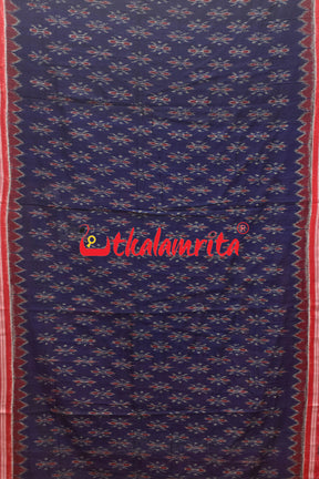 Navy Blue Red Phula Khandua Cotton Saree