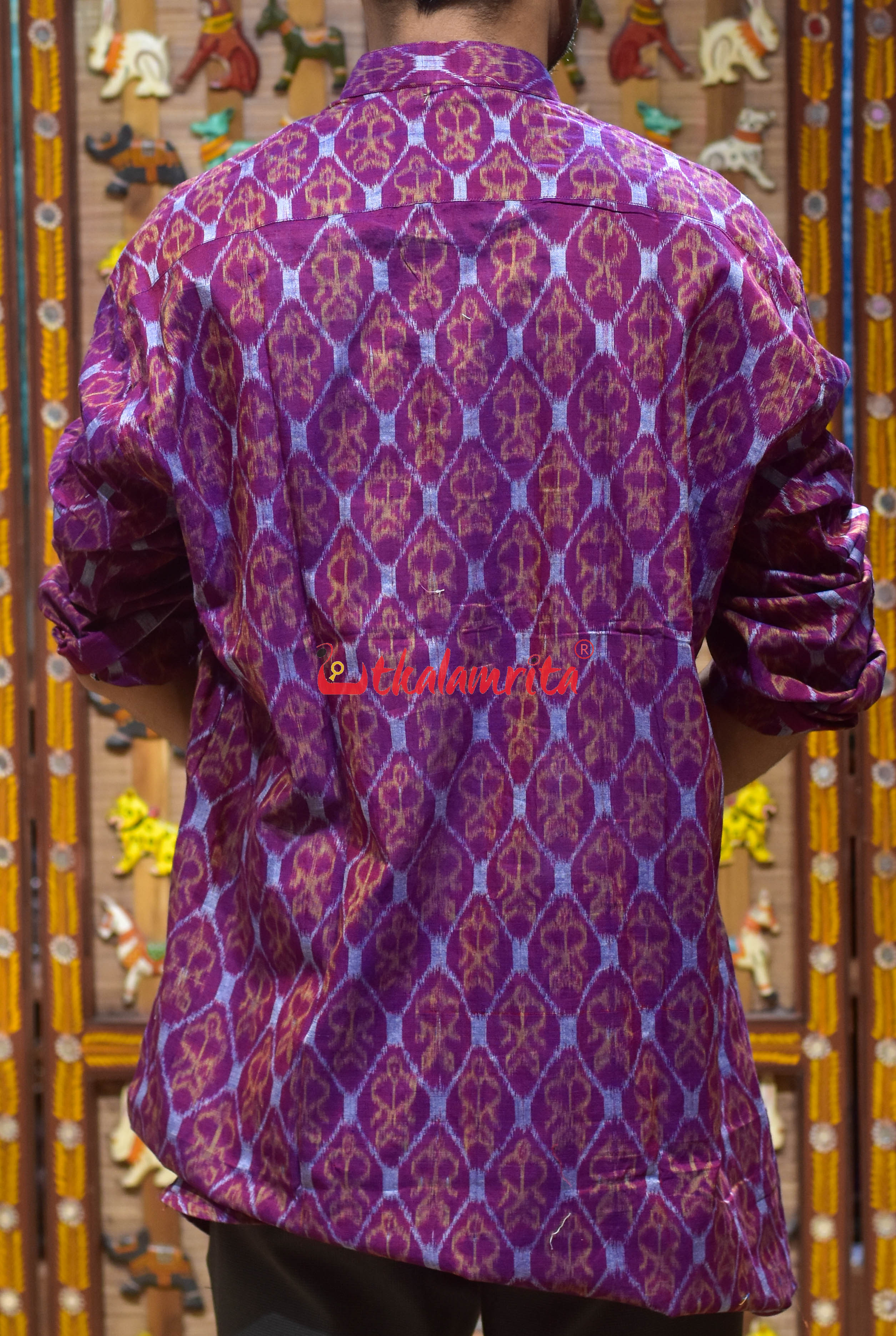 Golden Jet Over Magenta (Men's Short Kurta)