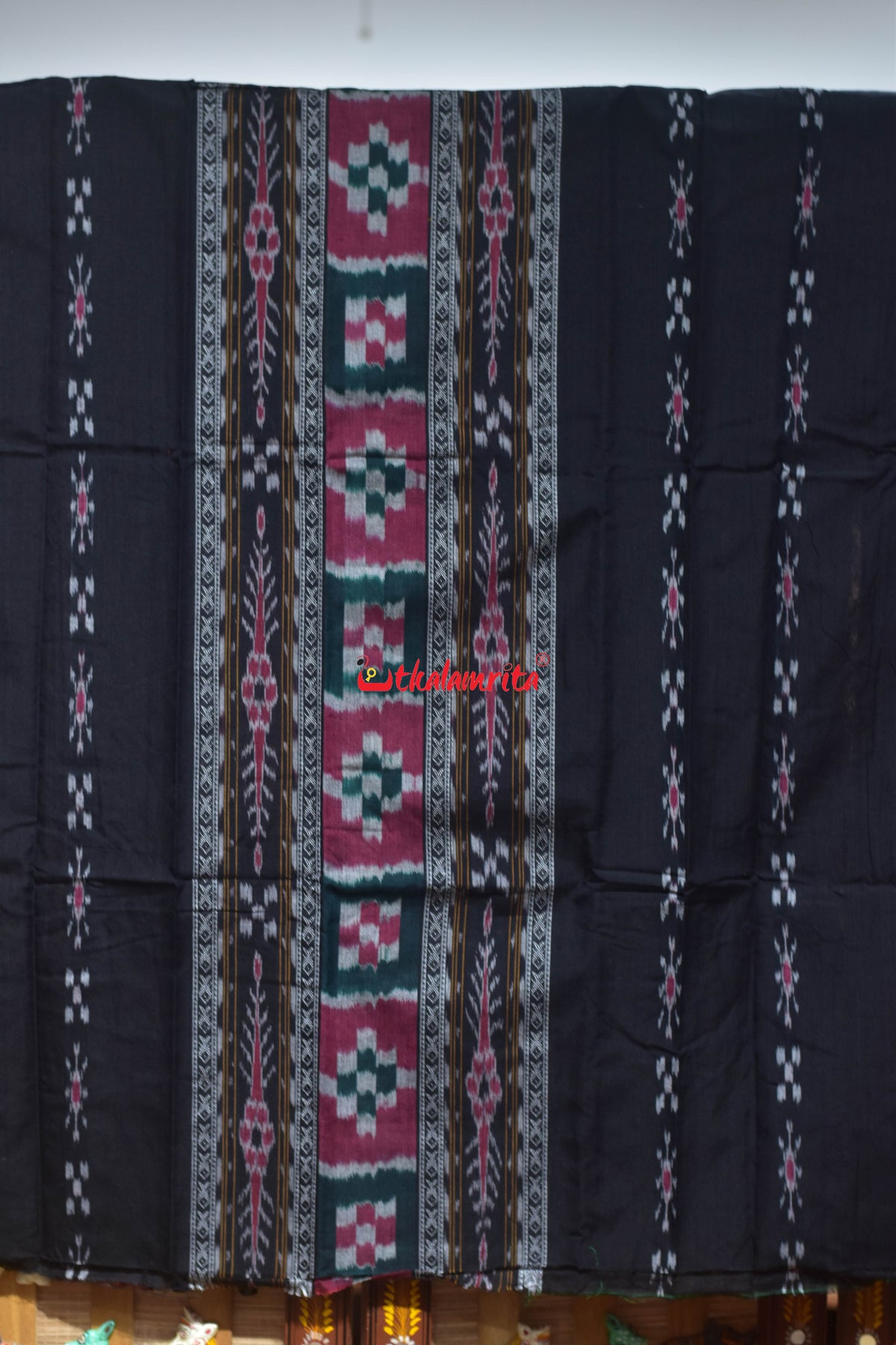 Black Red Middle Pasapali Flower Ikat Dress Set