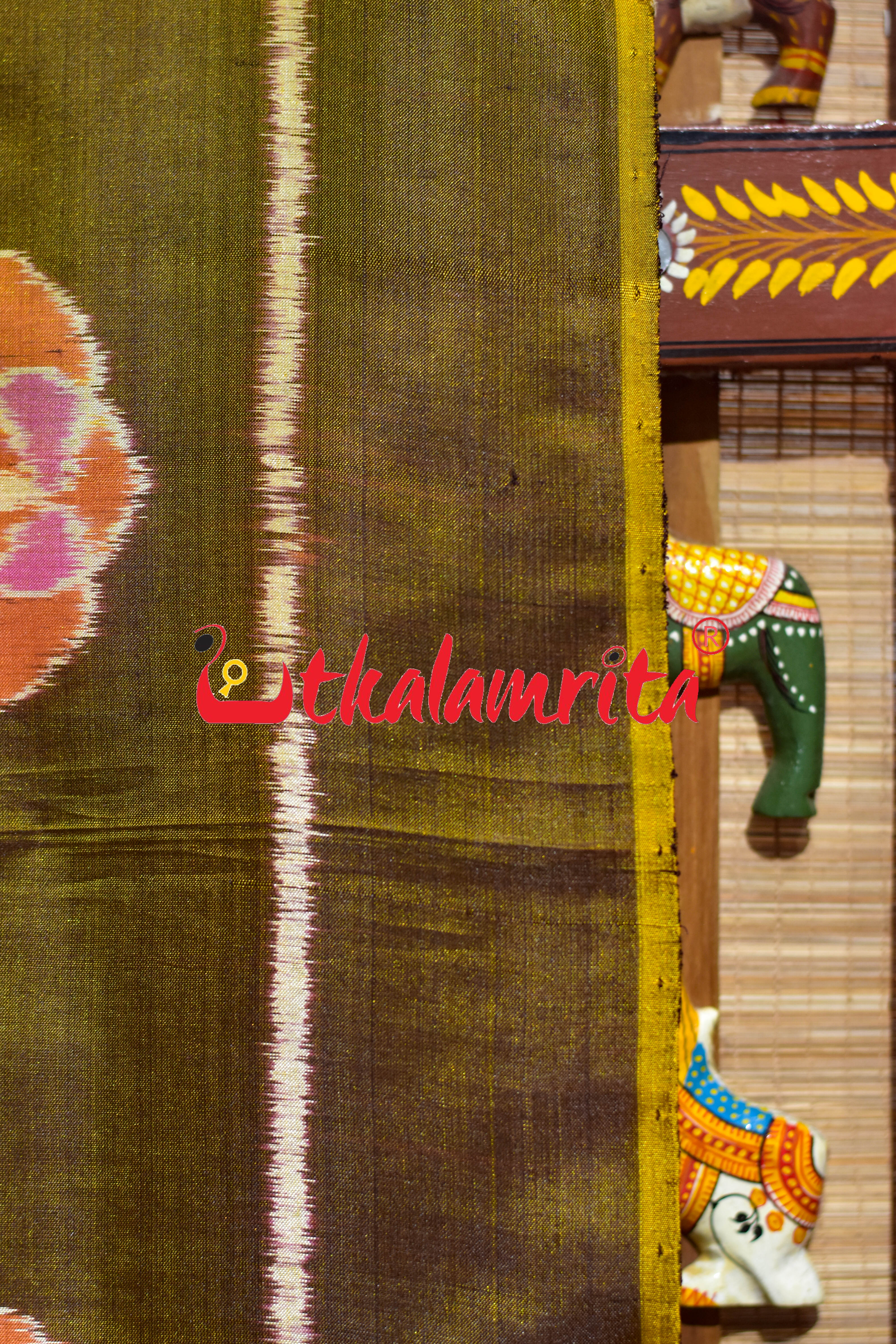 Bronze Orange Phula Jhoti Khandua Silk Saree